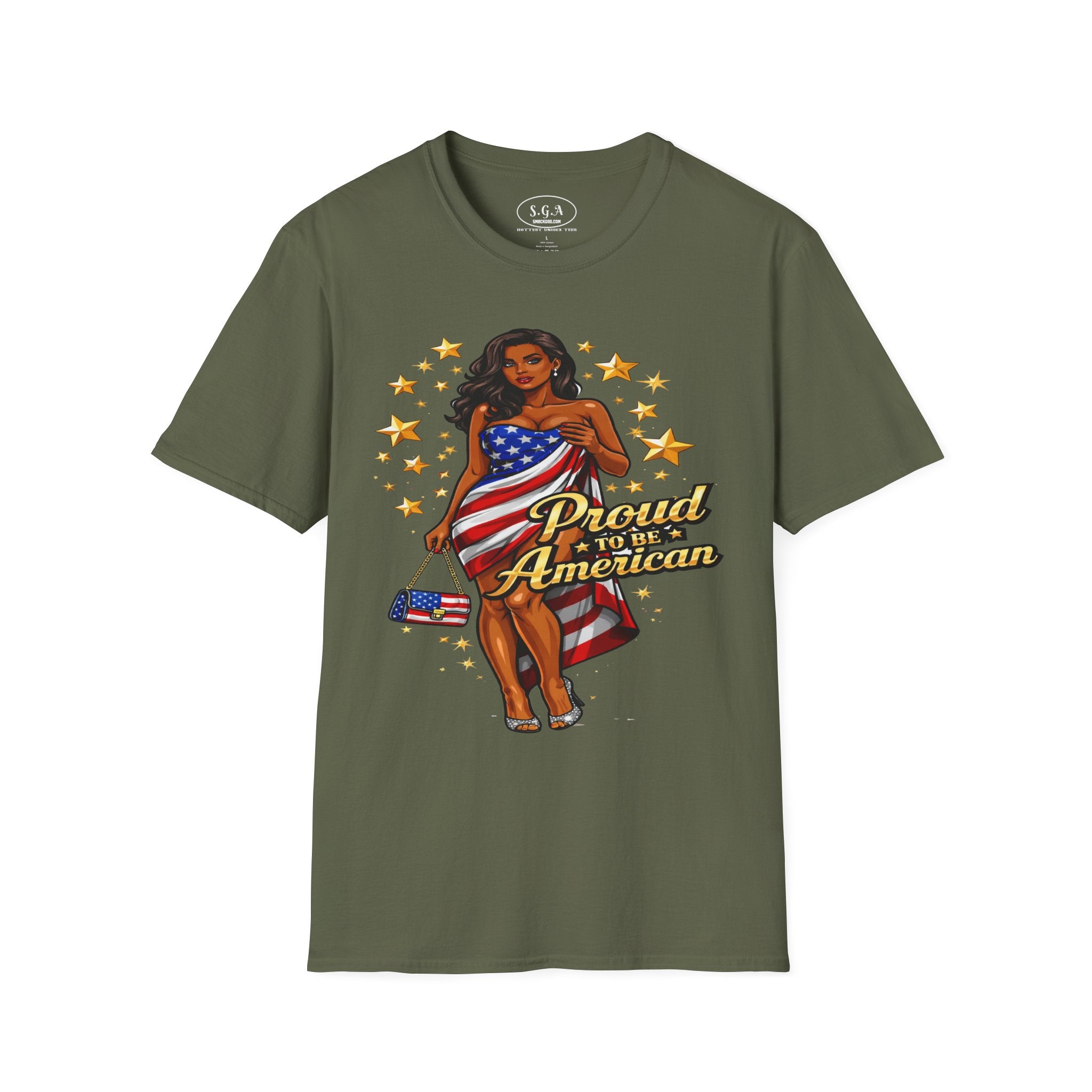 Smack God Apparel “Proud to Be American” T-Shirt – Patriotic USA Flag Graphic Tee | Sexy Independence Day Shirt | 4th of July Streetwear Tee