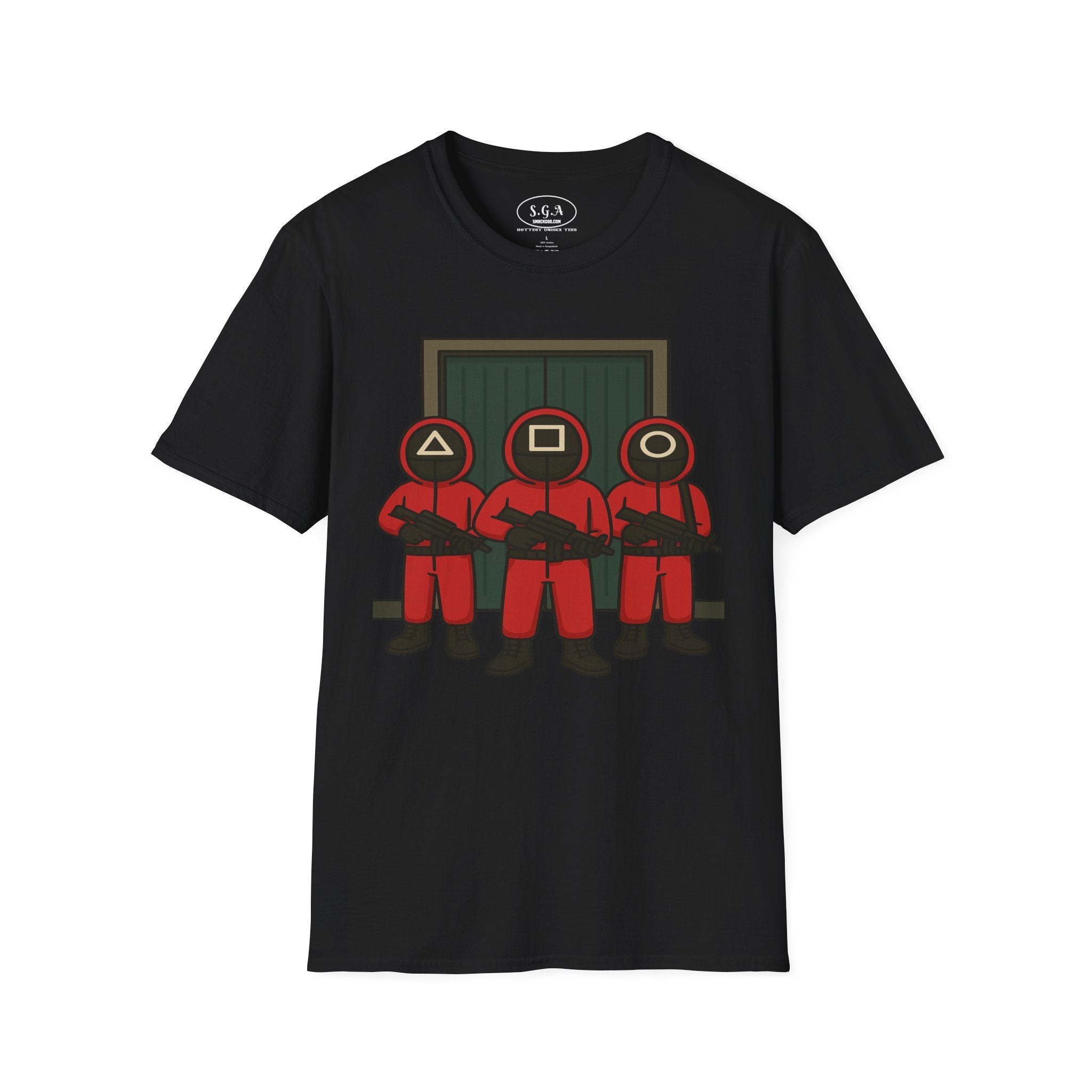 Squid Game Guard Inspired Graphic T-Shirt – Triangle Square Circle Mask Tee | Viral Streetwear Shirt | Smack God Apparel