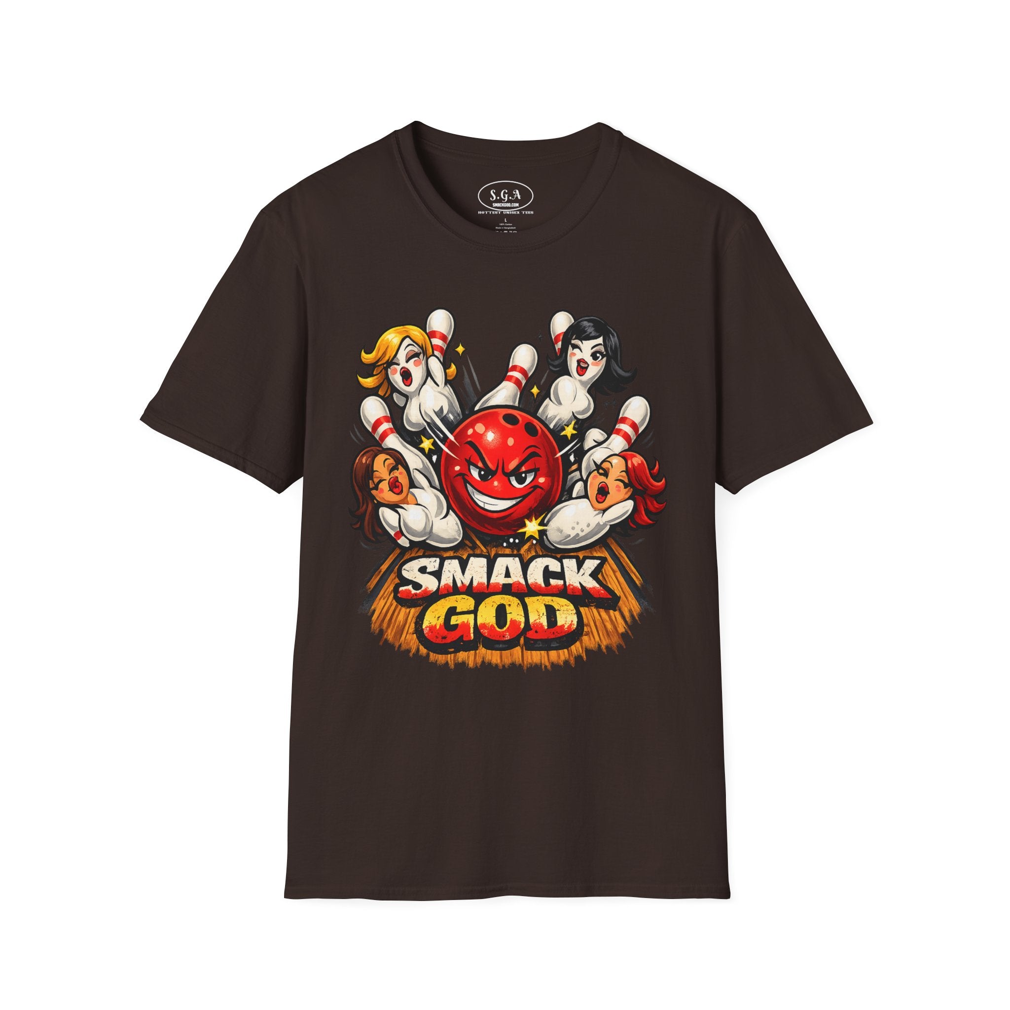 Bowling Pin Graphic T-Shirt – Retro Bowling Alley Streetwear Tee | Vintage Cartoon Bowling Graphic Shirt | Smack God Apparel