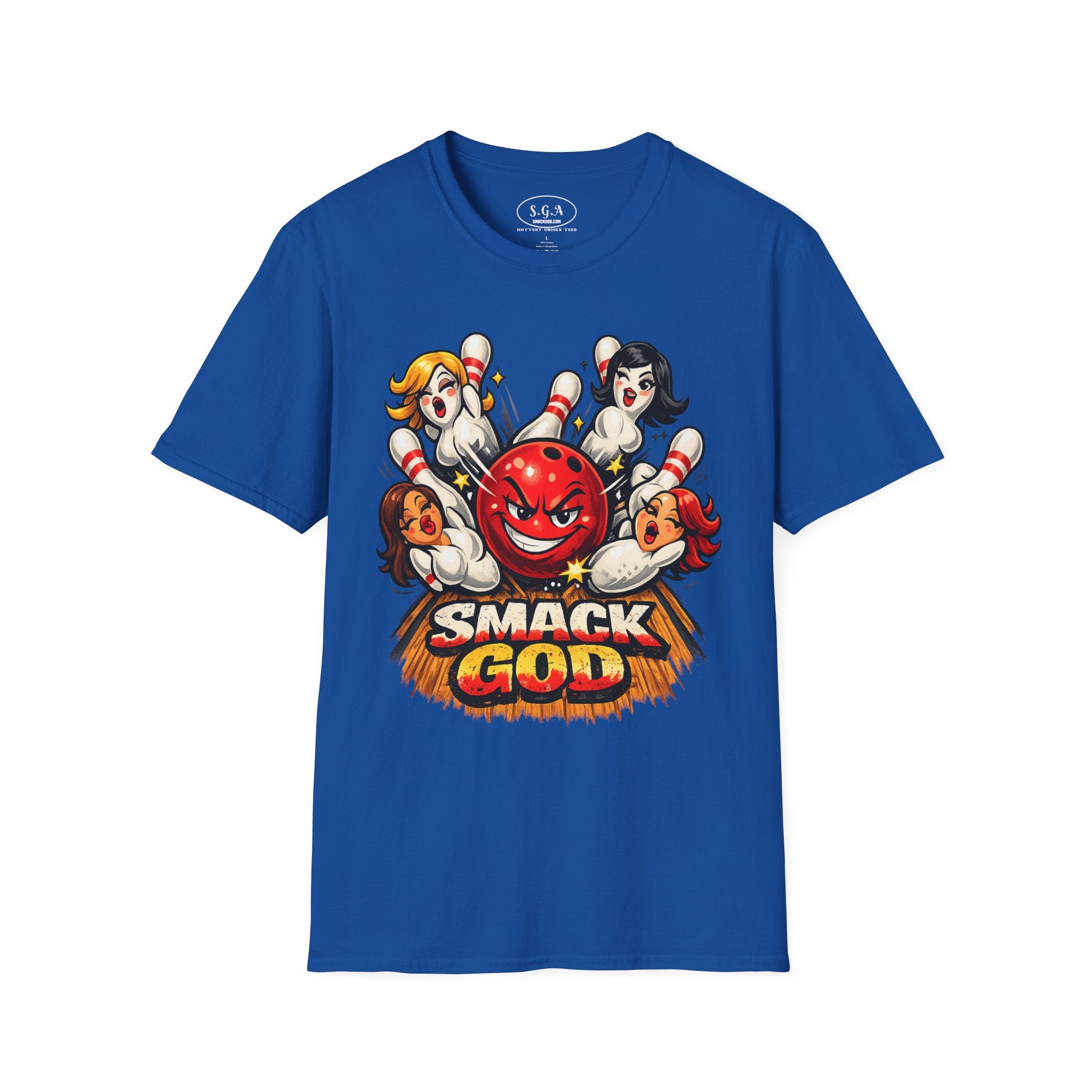 Bowling Pin Graphic T-Shirt – Retro Bowling Alley Streetwear Tee | Vintage Cartoon Bowling Graphic Shirt | Smack God Apparel