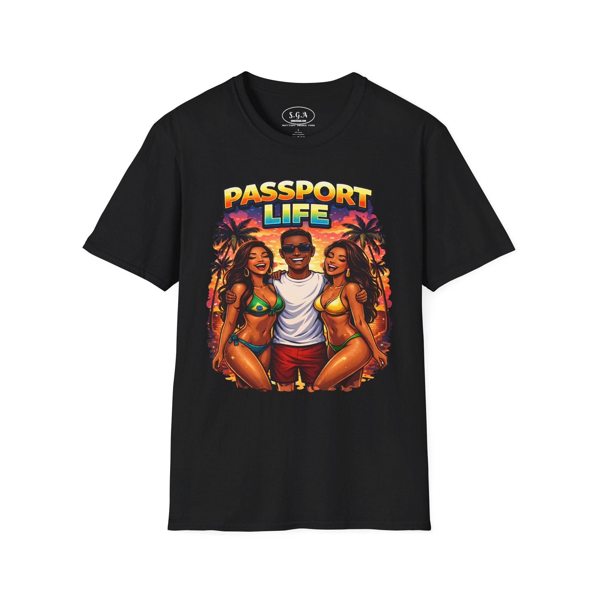 Passport Life Passport Bros Graphic T-Shirt – Tropical Vacation Party Tee | Travel Lifestyle Streetwear Shirt | Smack God Apparel