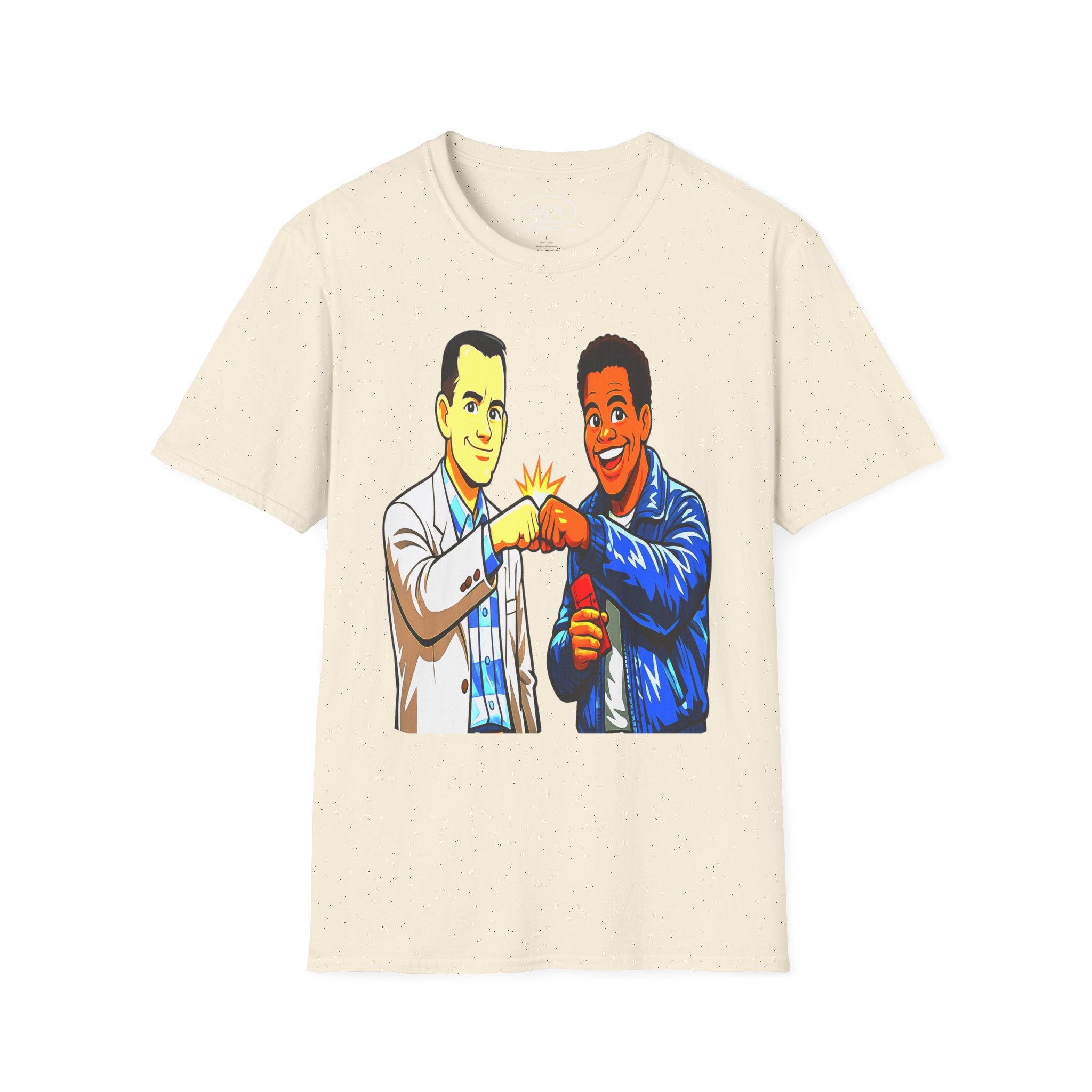 Smack God Apparel “Iconic Duo Fist Bump” Graphic T-Shirt – Forest Gump & Radio Inspired Tee | Friendship Streetwear Shirt | Feel-Good Movie Graphic Tee