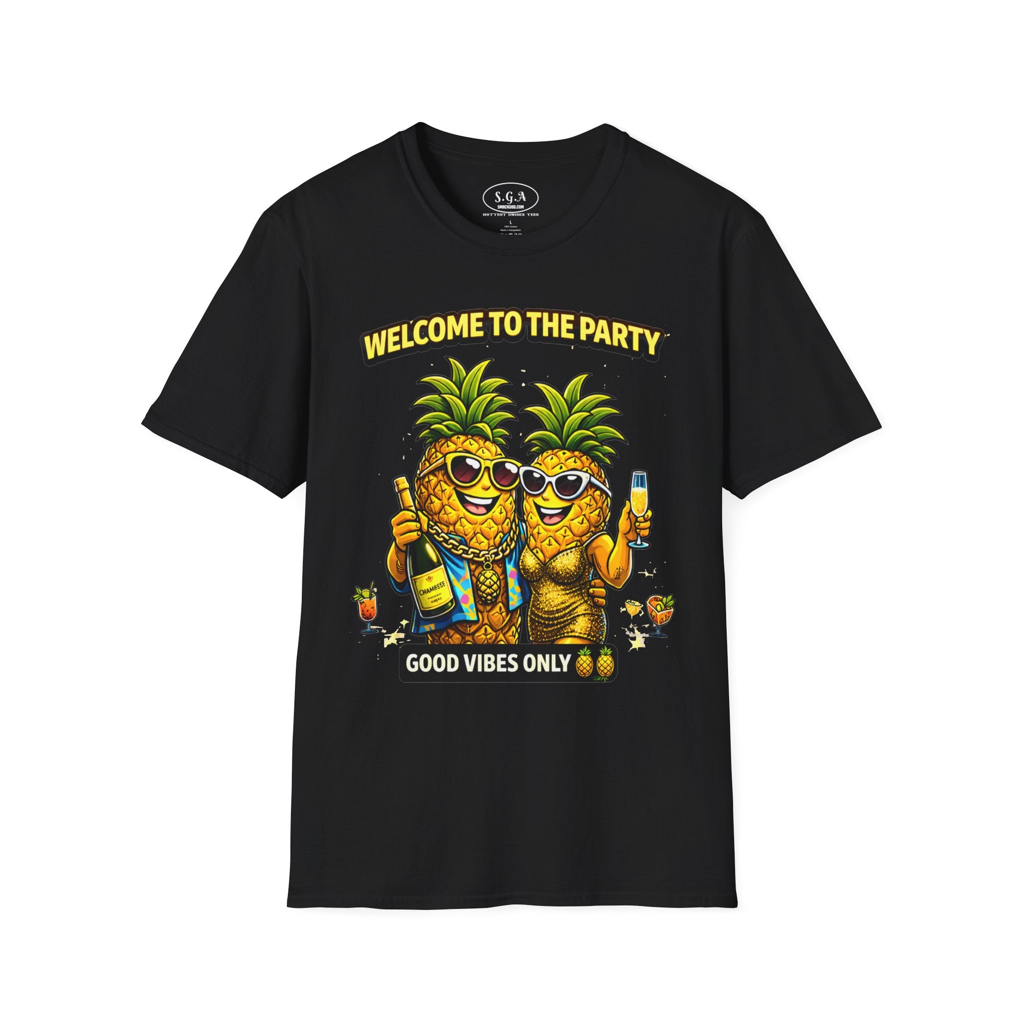 “Welcome to the Party” Pineapple T-Shirt – Luxury Pool Party Graphic Tee | Funny Tropical Nightlife Shirt | Good Vibes Only Tee