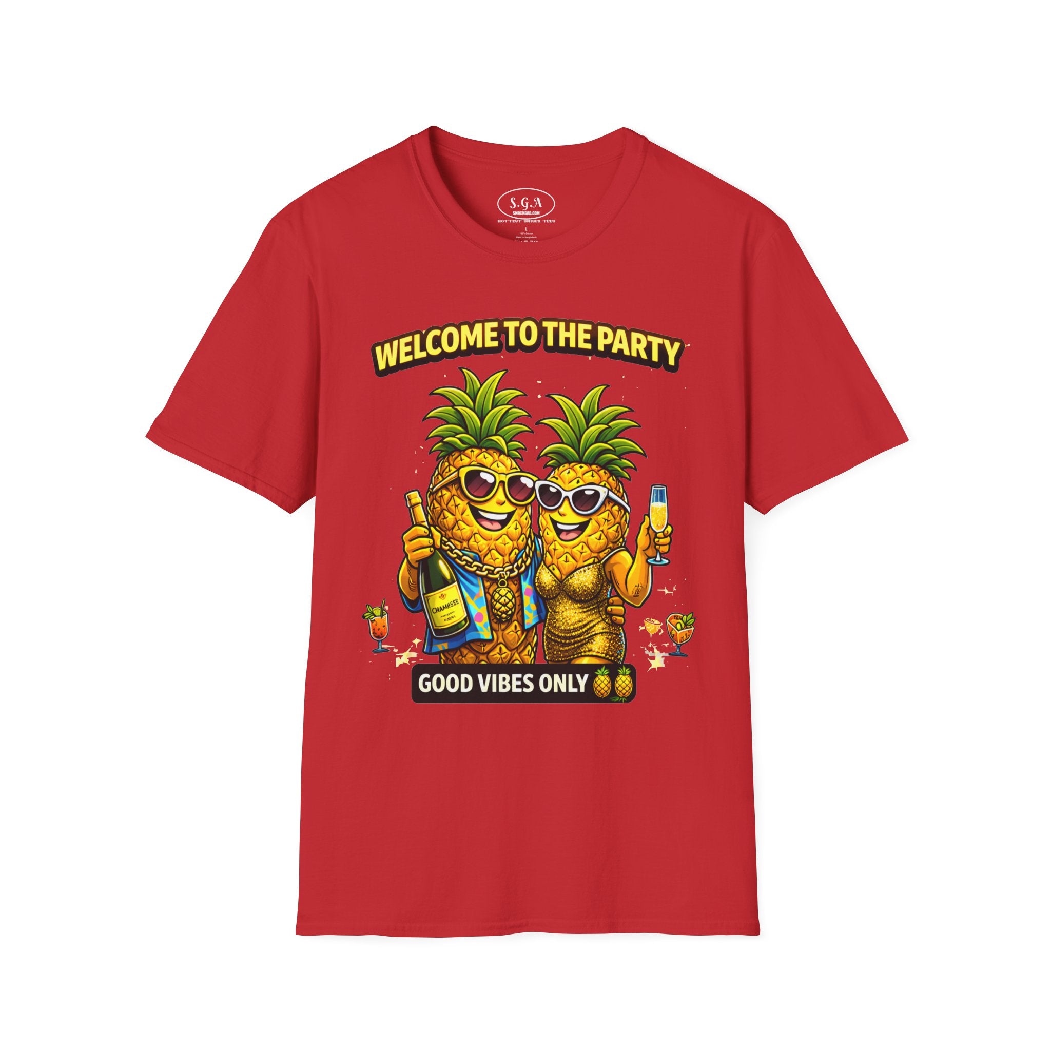 “Welcome to the Party” Pineapple T-Shirt – Luxury Pool Party Graphic Tee | Funny Tropical Nightlife Shirt | Good Vibes Only Tee
