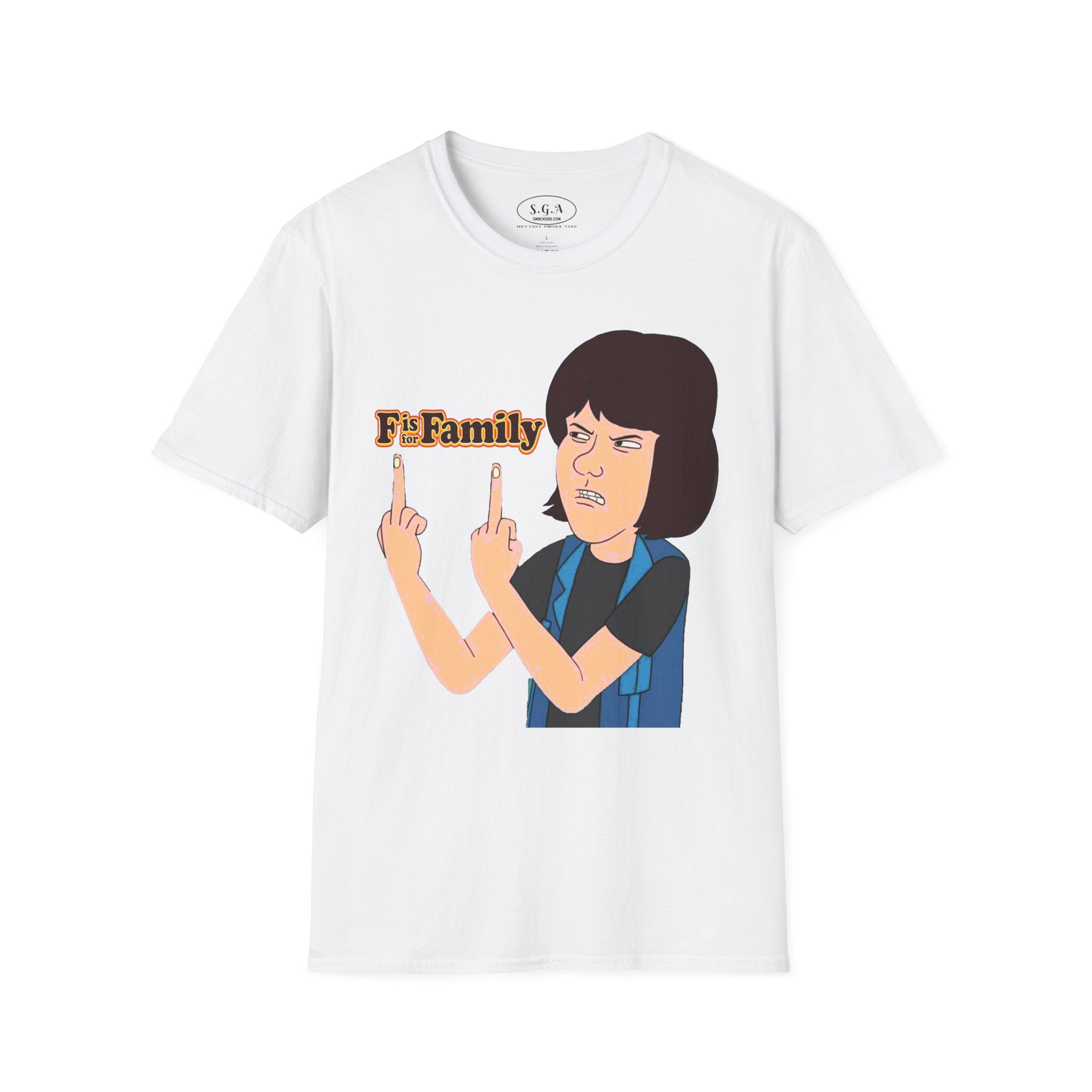 “F is For Family ” Graphic T-Shirt – Funny Cartoon Streetwear Tee | Savage Humor Statement Shirt | Viral Graphic Tee
