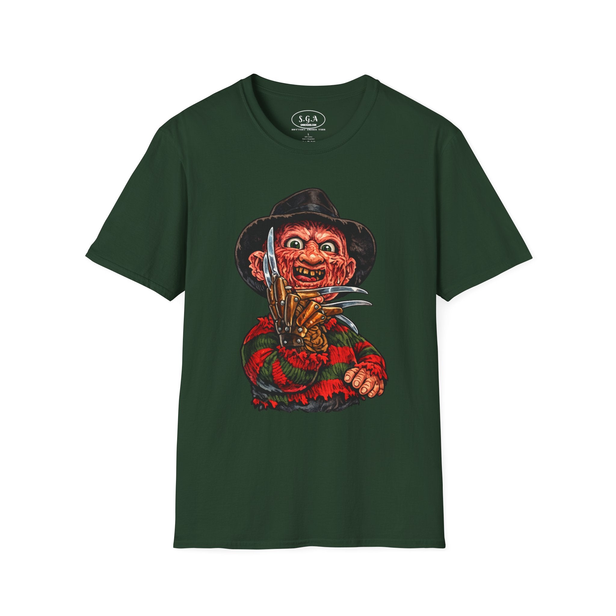 Smack God Apparel “Freddy Krueger Nightmare Slasher” Graphic T-Shirt – Horror Streetwear Tee | Retro Scary Killer Shirt | Halloween Graphic Tee
