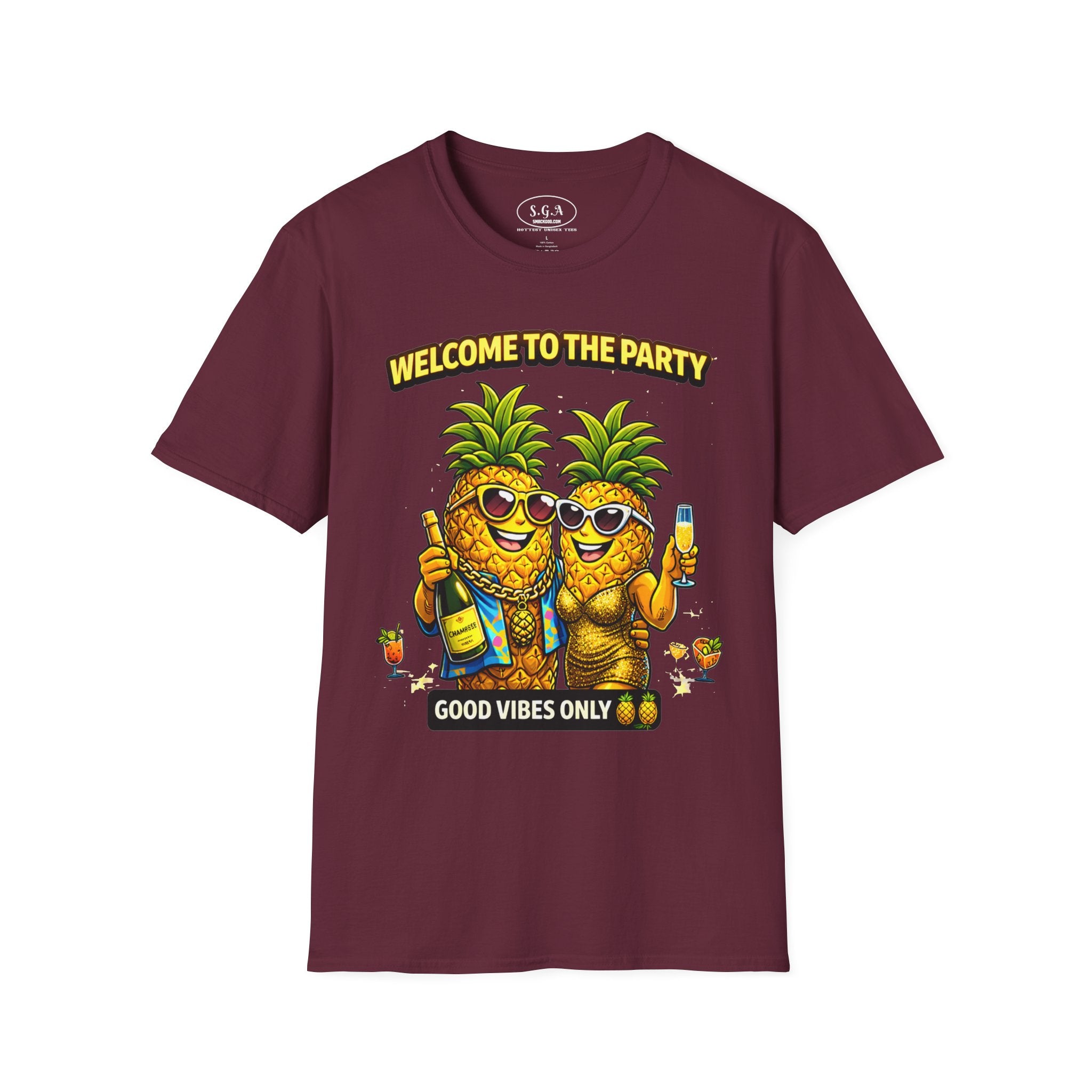 “Welcome to the Party” Pineapple T-Shirt – Luxury Pool Party Graphic Tee | Funny Tropical Nightlife Shirt | Good Vibes Only Tee