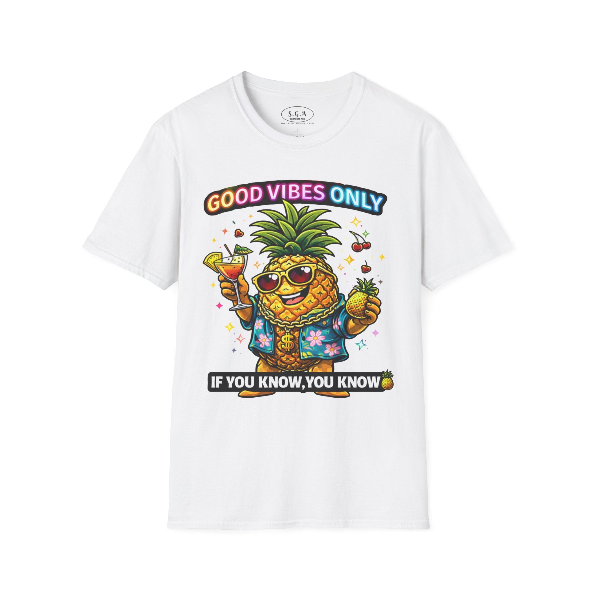 Smack God Apparel “Good Vibes Only” Pineapple T-Shirt – Funny Tropical Graphic Tee | Party Vacation Shirt | Streetwear Summer Vibes Tee