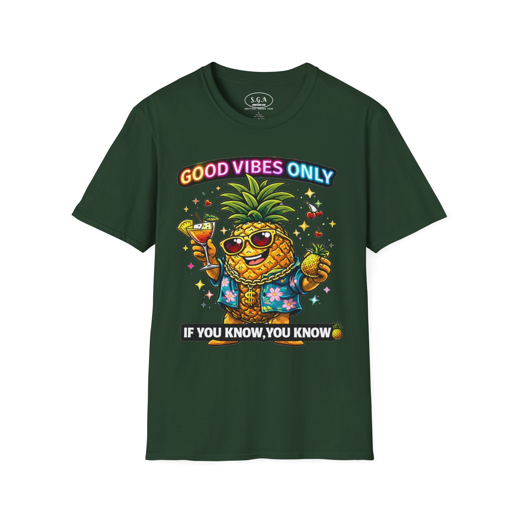 Smack God Apparel “Good Vibes Only” Pineapple T-Shirt – Funny Tropical Graphic Tee | Party Vacation Shirt | Streetwear Summer Vibes Tee