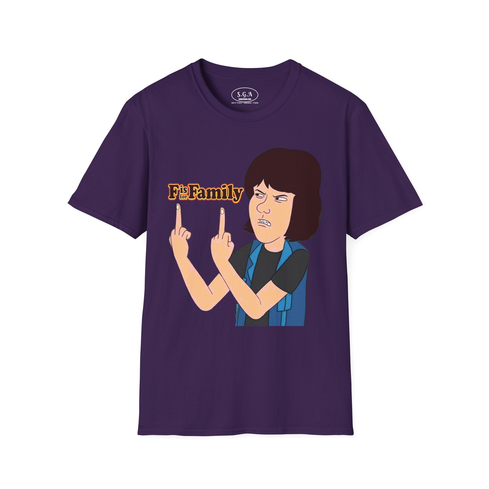 “F is For Family ” Graphic T-Shirt – Funny Cartoon Streetwear Tee | Savage Humor Statement Shirt | Viral Graphic Tee