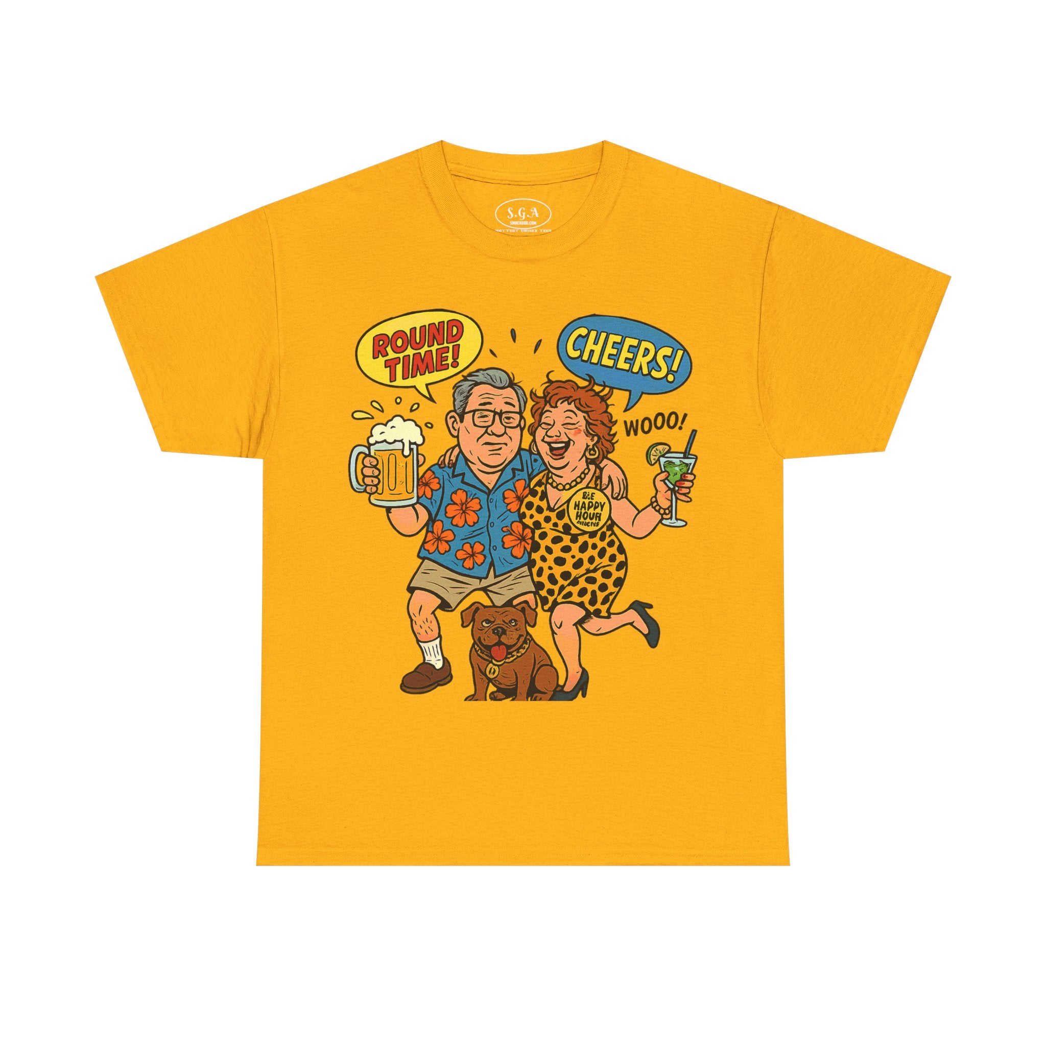 Funny Happy Hour Drinking Shirt – Smack God Apparel | Round Time Cheers Graphic T-Shirt | Party Humor Beer Lover Tee