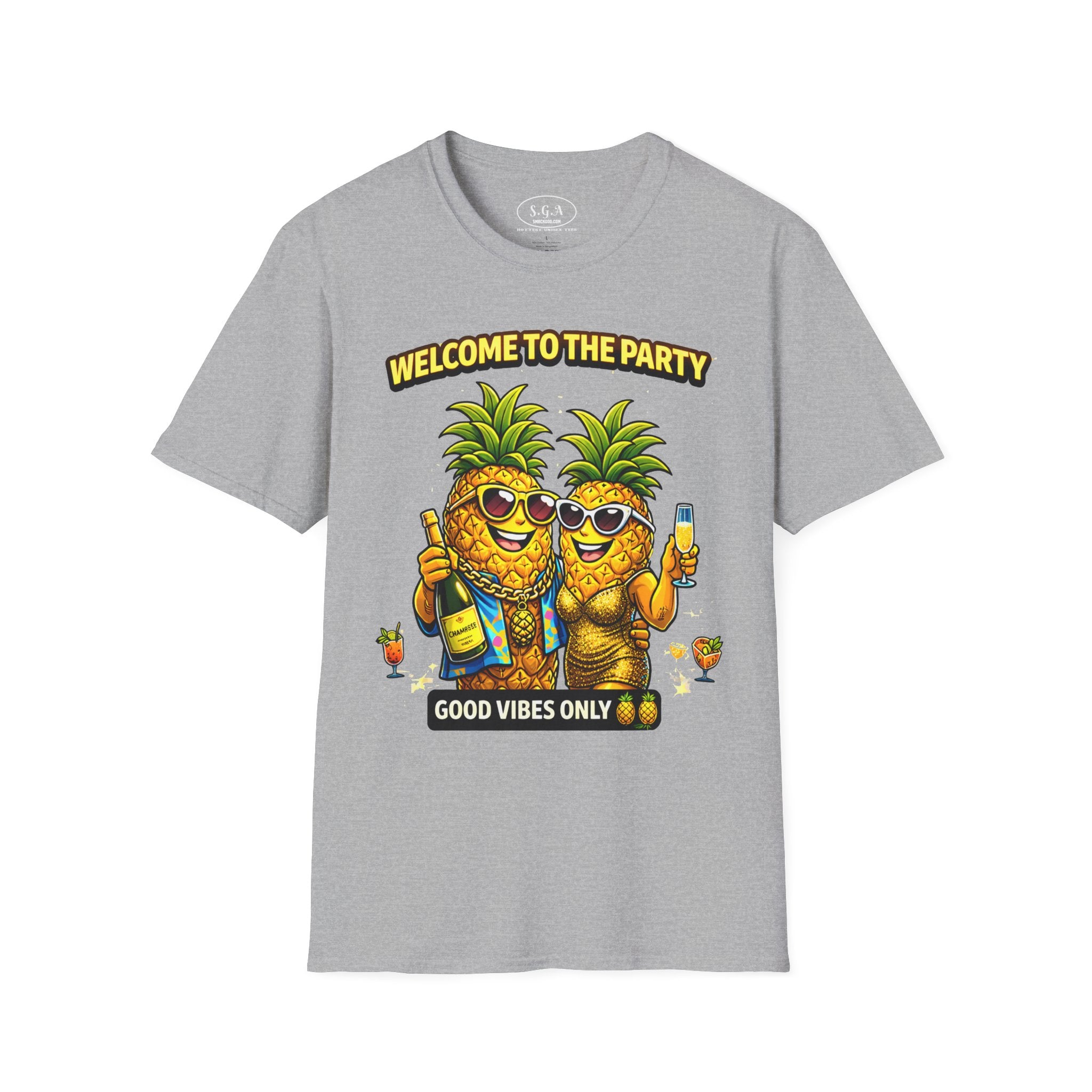 “Welcome to the Party” Pineapple T-Shirt – Luxury Pool Party Graphic Tee | Funny Tropical Nightlife Shirt | Good Vibes Only Tee