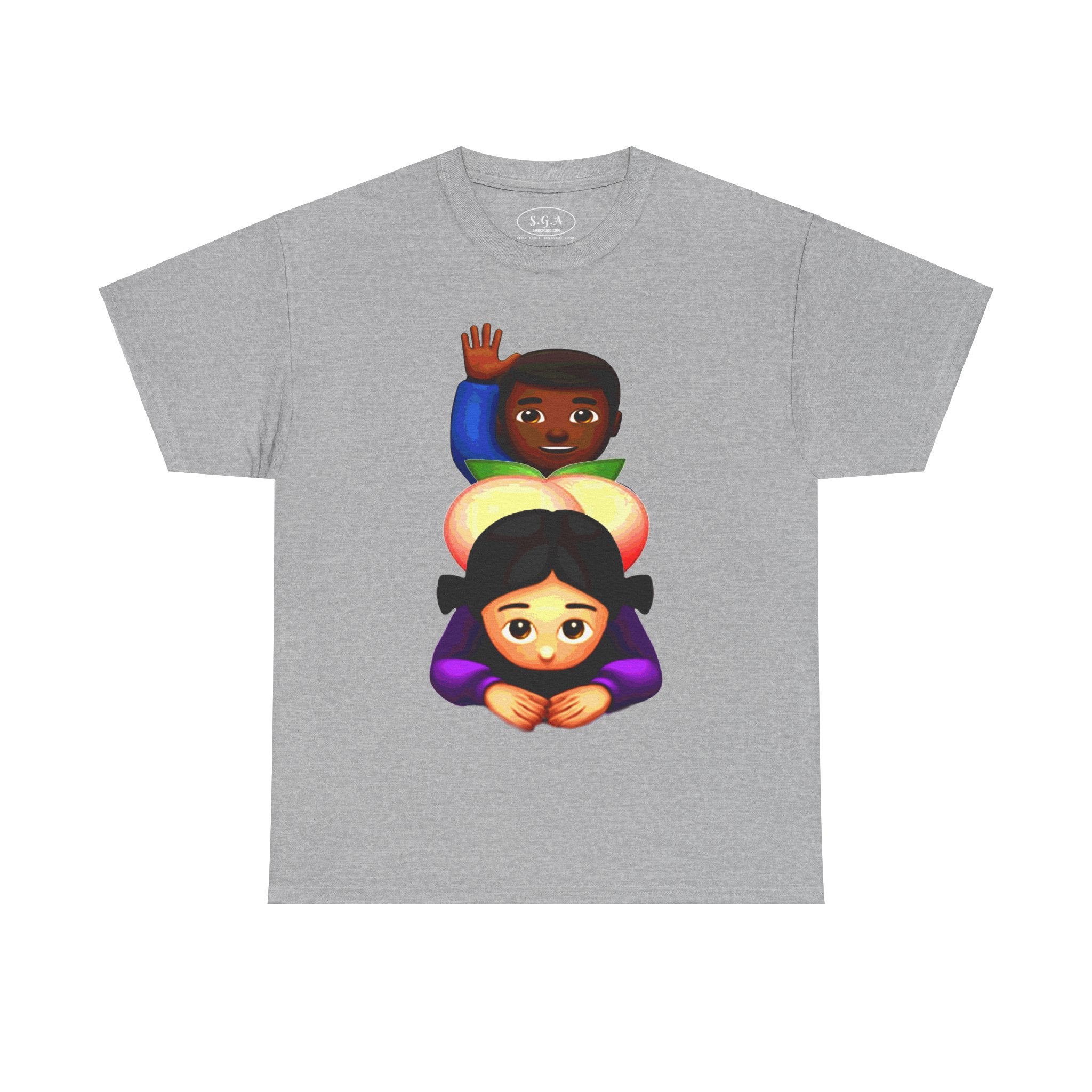 Smack God Apparel “Peachy Mood” Graphic T-Shirt – Funny Emoji Streetwear Tee | Urban Cartoon Booty Art Shirt | Trendy Viral Graphic Tee
