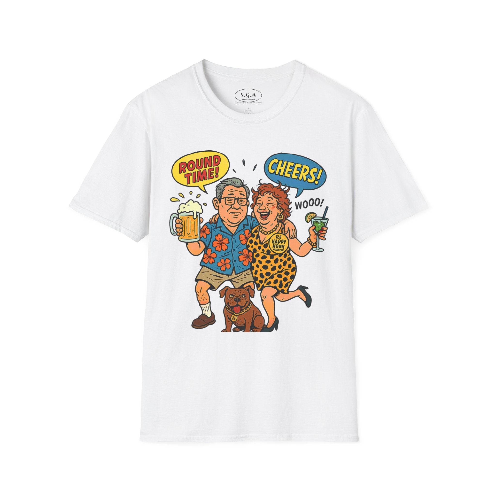 Funny Happy Hour Drinking Shirt – Smack God Apparel | Round Time Cheers Graphic T-Shirt | Party Humor Beer Lover Tee
