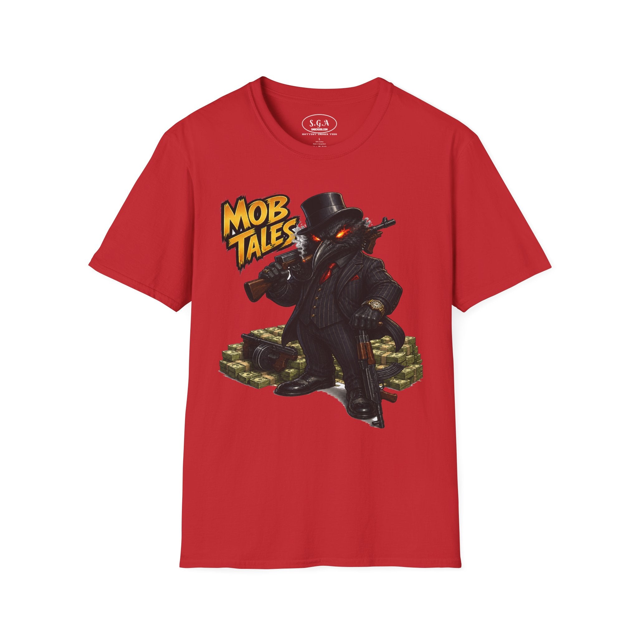Smack God Apparel Mob Tales Crow Graphic T-Shirt – Dark Urban Mafia Bird Streetwear Tee | Vintage Crime-Inspired Graphic Shirt