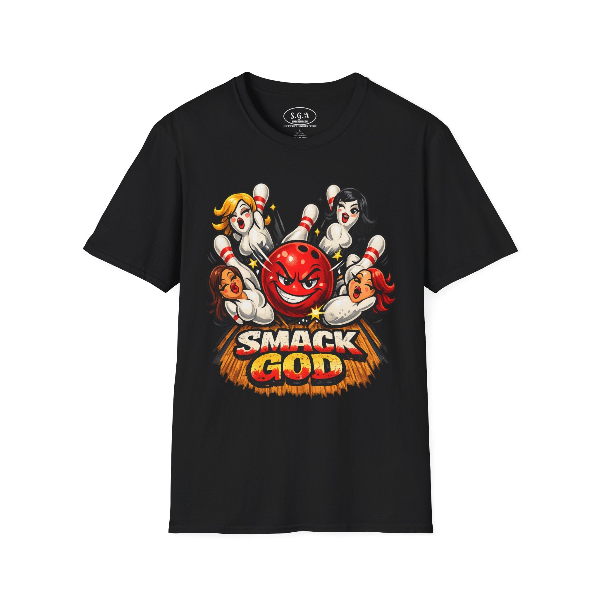 Bowling Pin Graphic T-Shirt – Retro Bowling Alley Streetwear Tee | Vintage Cartoon Bowling Graphic Shirt | Smack God Apparel