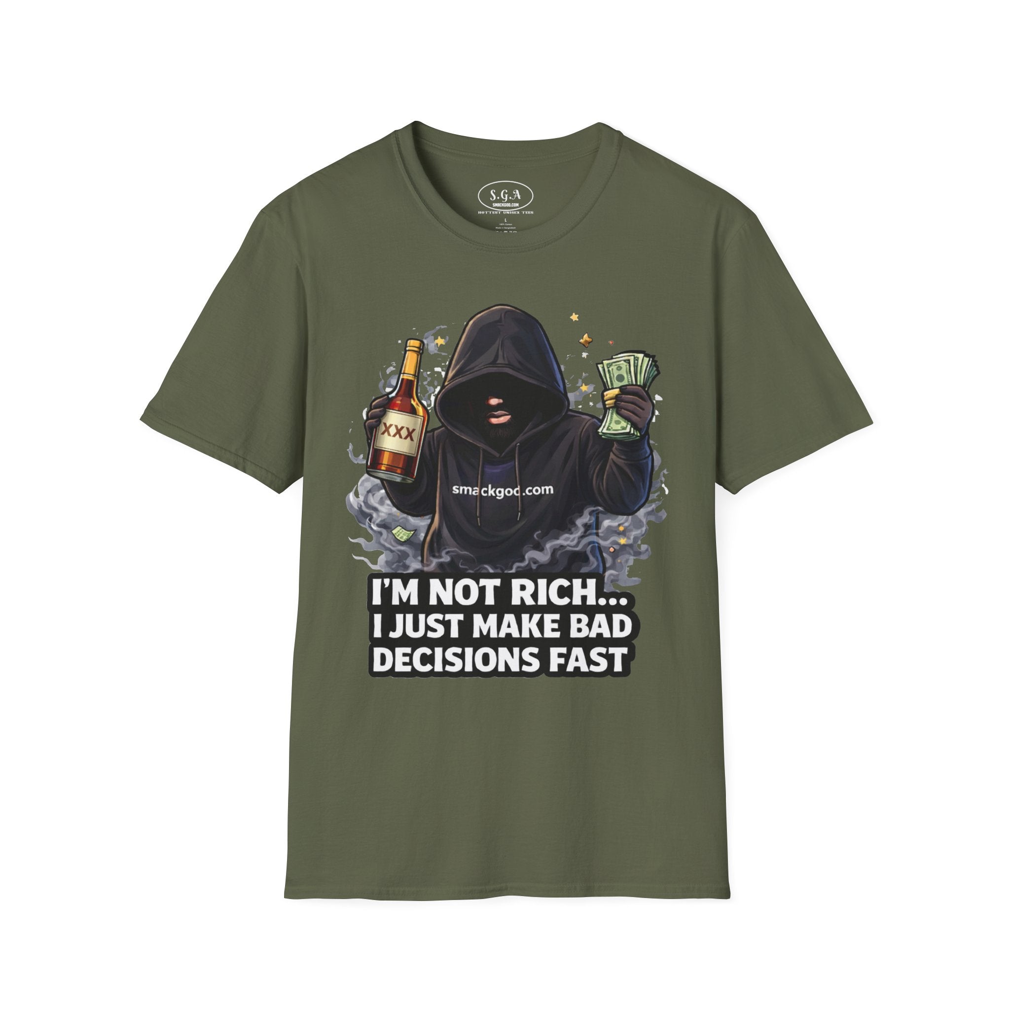 Funny Graphic T-Shirt — “I’m Not Rich… I Just Make Bad Decisions Fast”