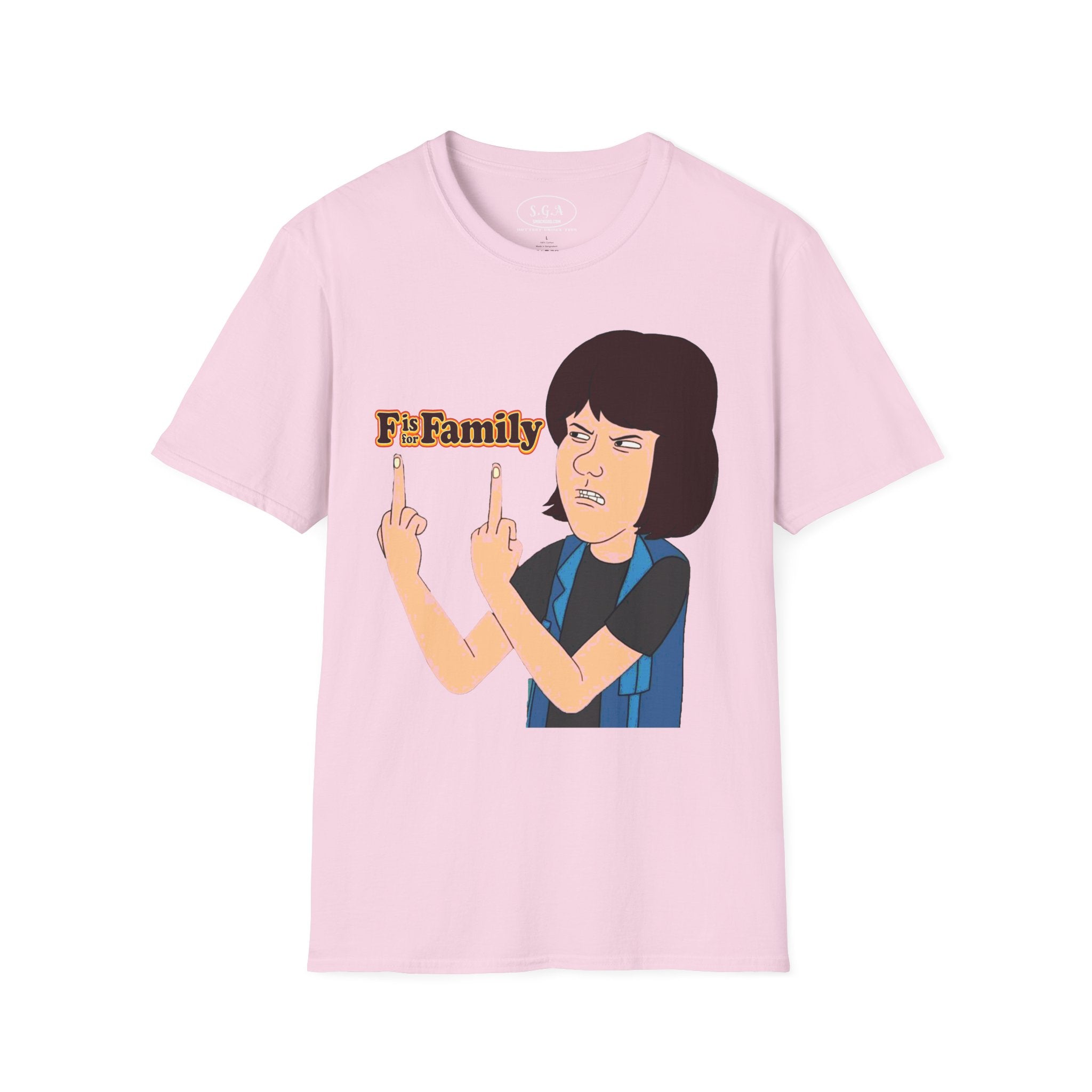 “F is For Family ” Graphic T-Shirt – Funny Cartoon Streetwear Tee | Savage Humor Statement Shirt | Viral Graphic Tee