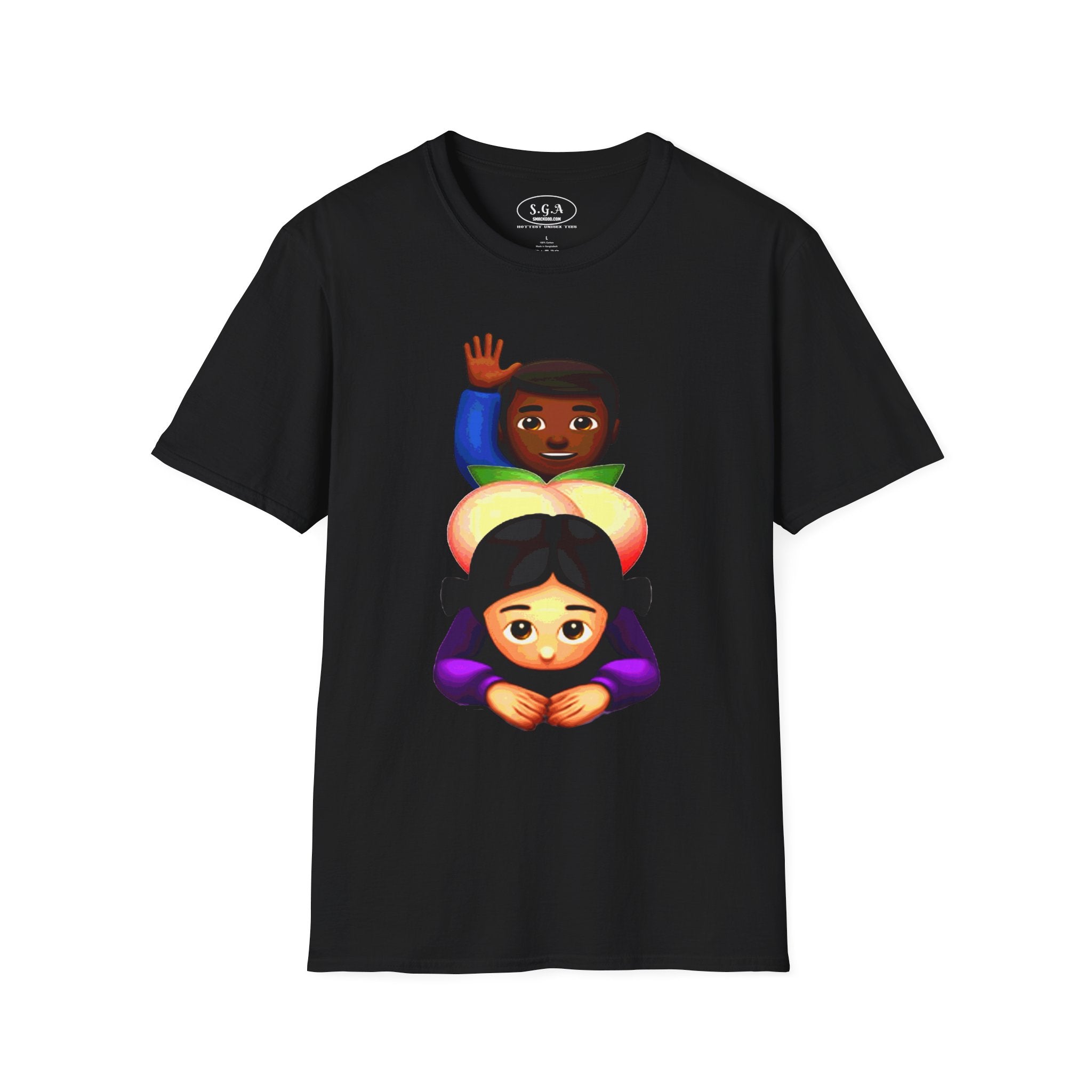 Smack God Apparel “Peachy Mood” Graphic T-Shirt – Funny Emoji Streetwear Tee | Urban Cartoon Booty Art Shirt | Trendy Viral Graphic Tee