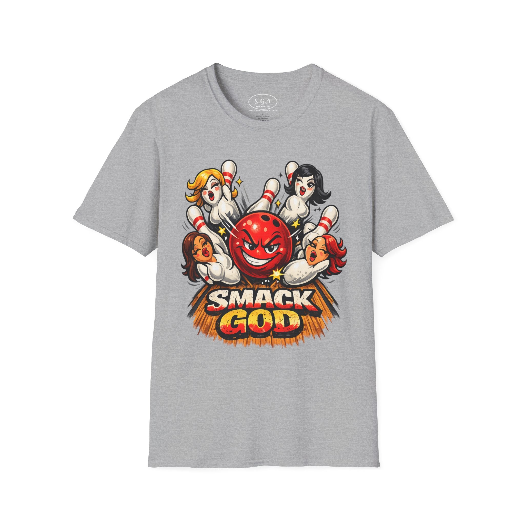 Bowling Pin Graphic T-Shirt – Retro Bowling Alley Streetwear Tee | Vintage Cartoon Bowling Graphic Shirt | Smack God Apparel