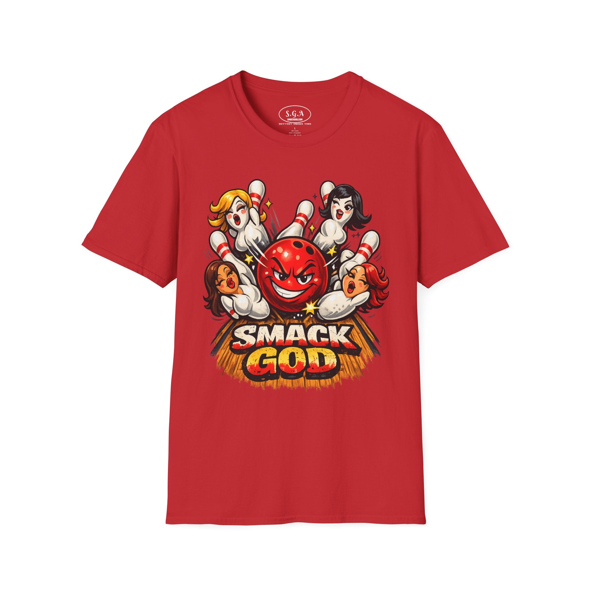 Bowling Pin Graphic T-Shirt – Retro Bowling Alley Streetwear Tee | Vintage Cartoon Bowling Graphic Shirt | Smack God Apparel