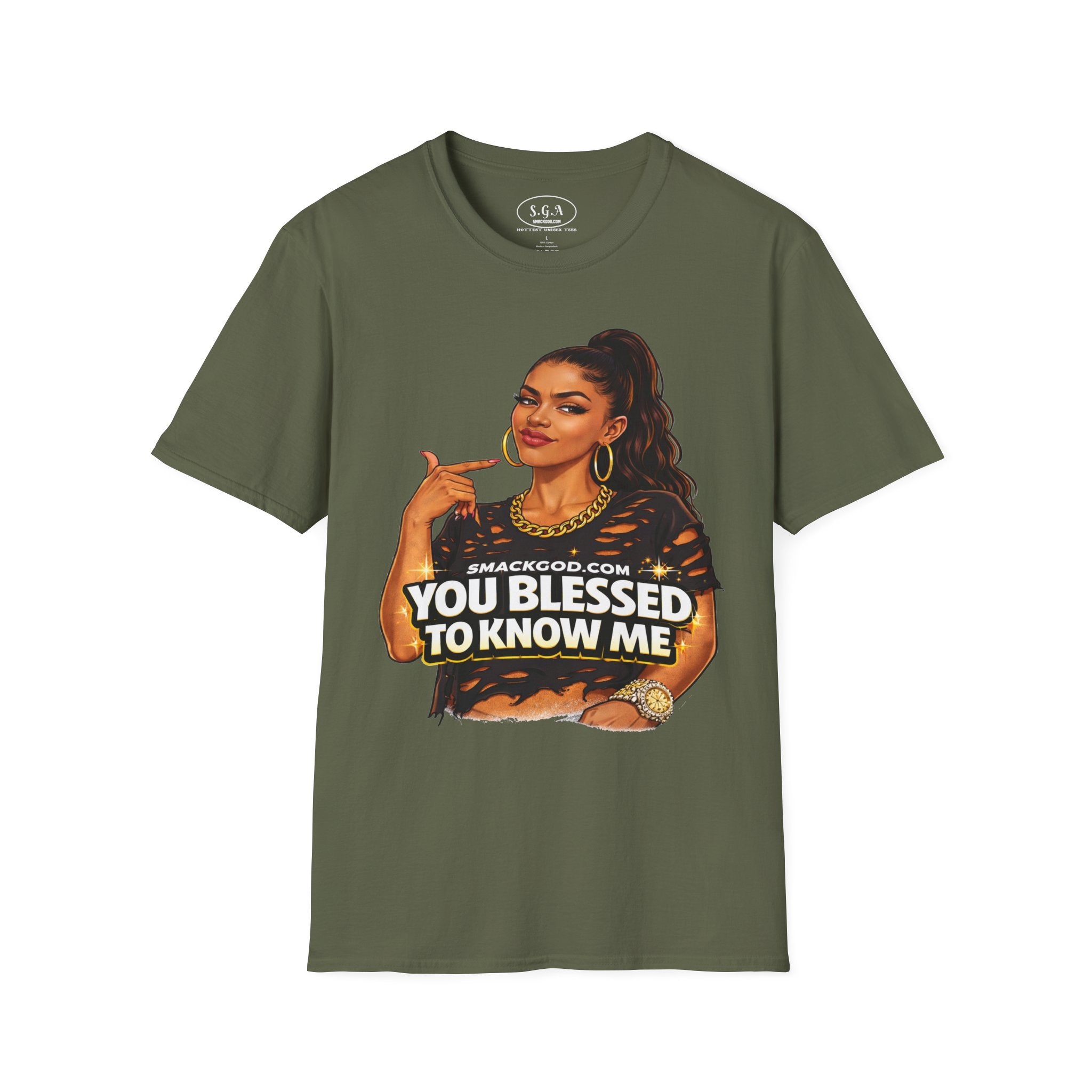 Smack God Apparel “You Blessed To Know Me” Graphic T-Shirt – Confident Boss Babe Streetwear Tee | Bold Attitude Statement Shirt | Viral Graphic Tee