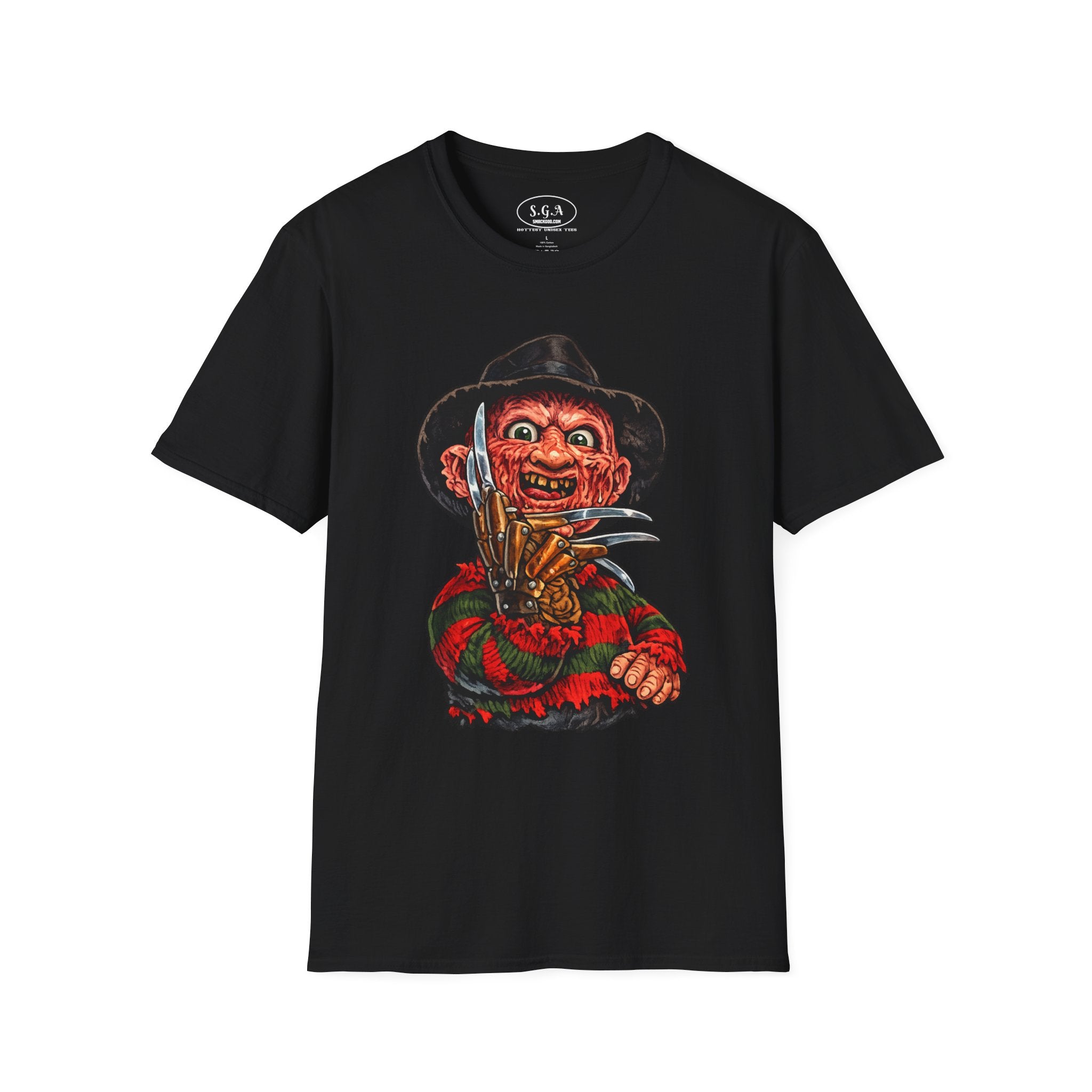 Smack God Apparel “Freddy Krueger Nightmare Slasher” Graphic T-Shirt – Horror Streetwear Tee | Retro Scary Killer Shirt | Halloween Graphic Tee