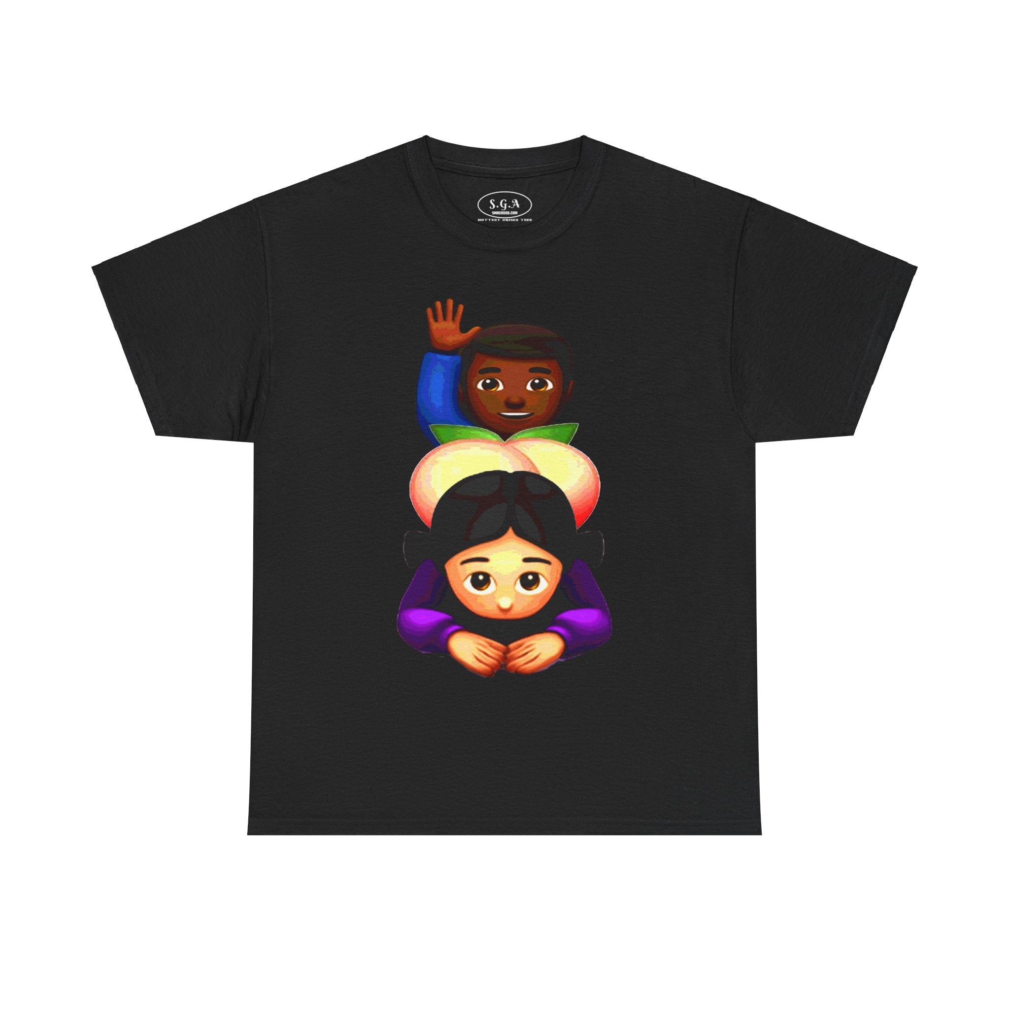 Smack God Apparel “Peachy Mood” Graphic T-Shirt – Funny Emoji Streetwear Tee | Urban Cartoon Booty Art Shirt | Trendy Viral Graphic Tee
