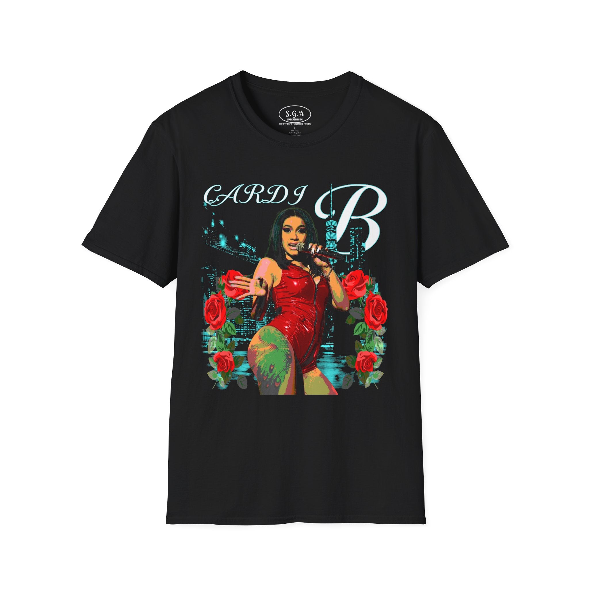 Cardi B Inspired Graphic T-Shirt – Bronx Queen Streetwear Tee with Roses & Cityscape | Smack God Apparel