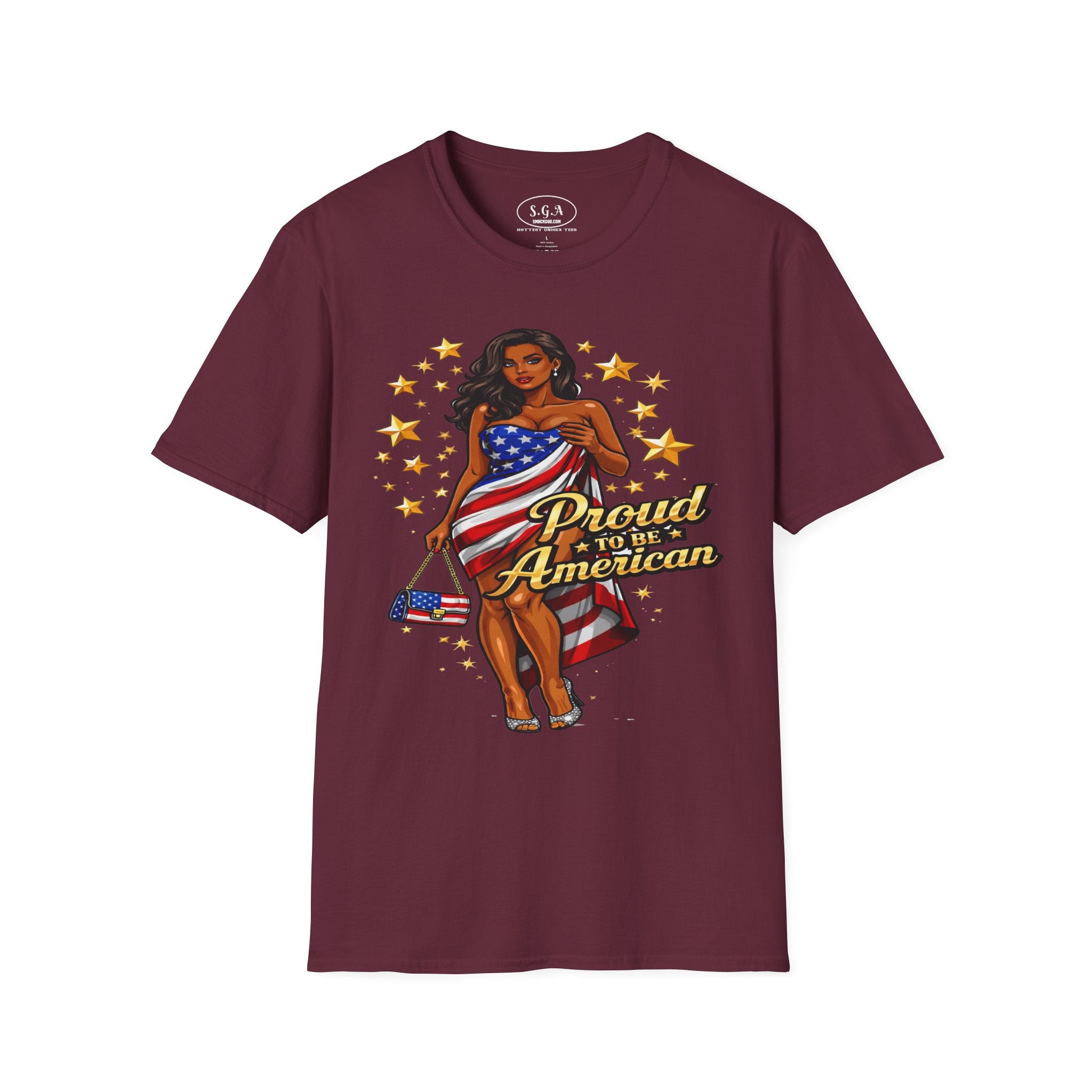 Smack God Apparel “Proud to Be American” T-Shirt – Patriotic USA Flag Graphic Tee | Sexy Independence Day Shirt | 4th of July Streetwear Tee