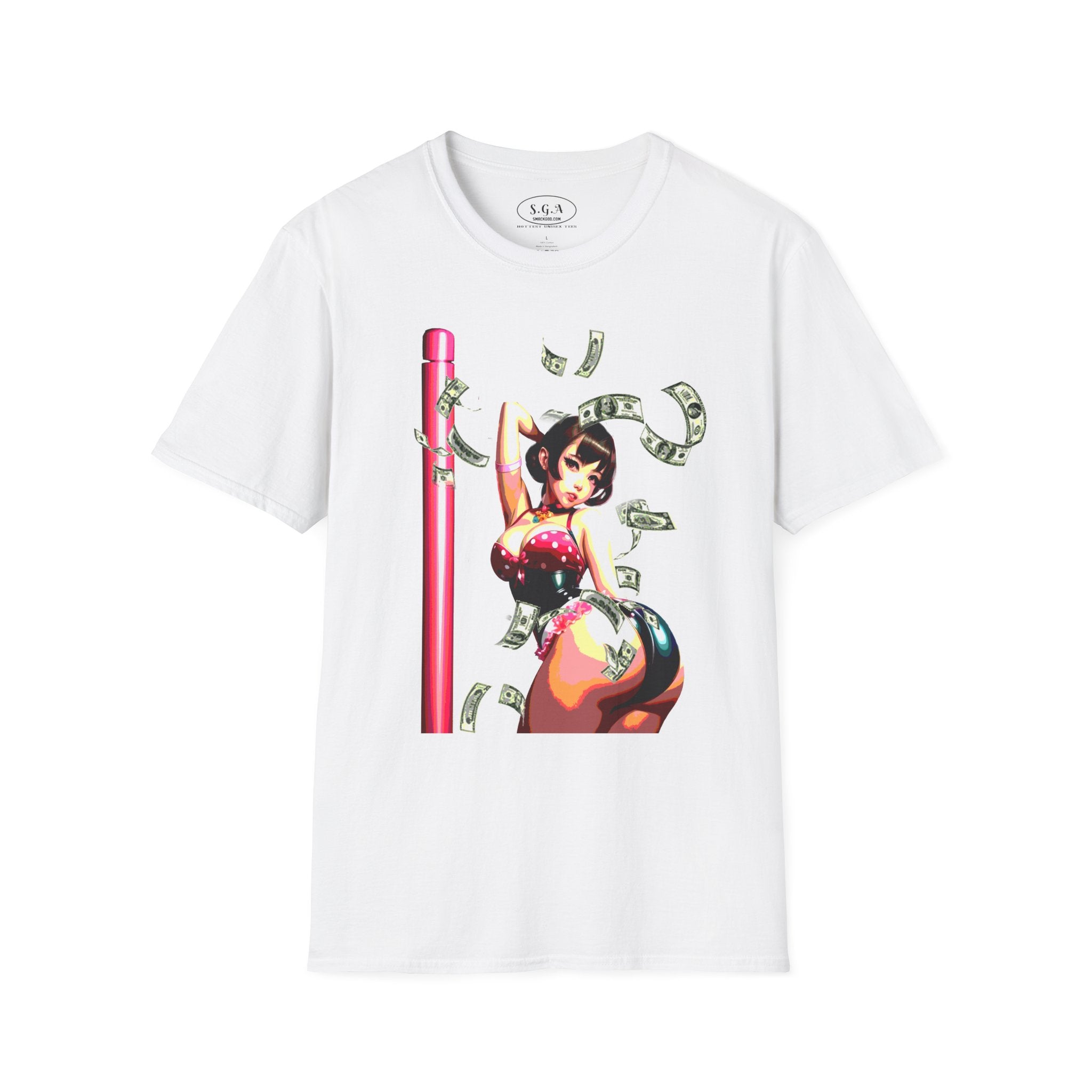 Anime Dancer Graphic T-Shirt – Neon Pin-Up Streetwear Tee | Retro Anime Art Graphic Shirt | Smack God Apparel