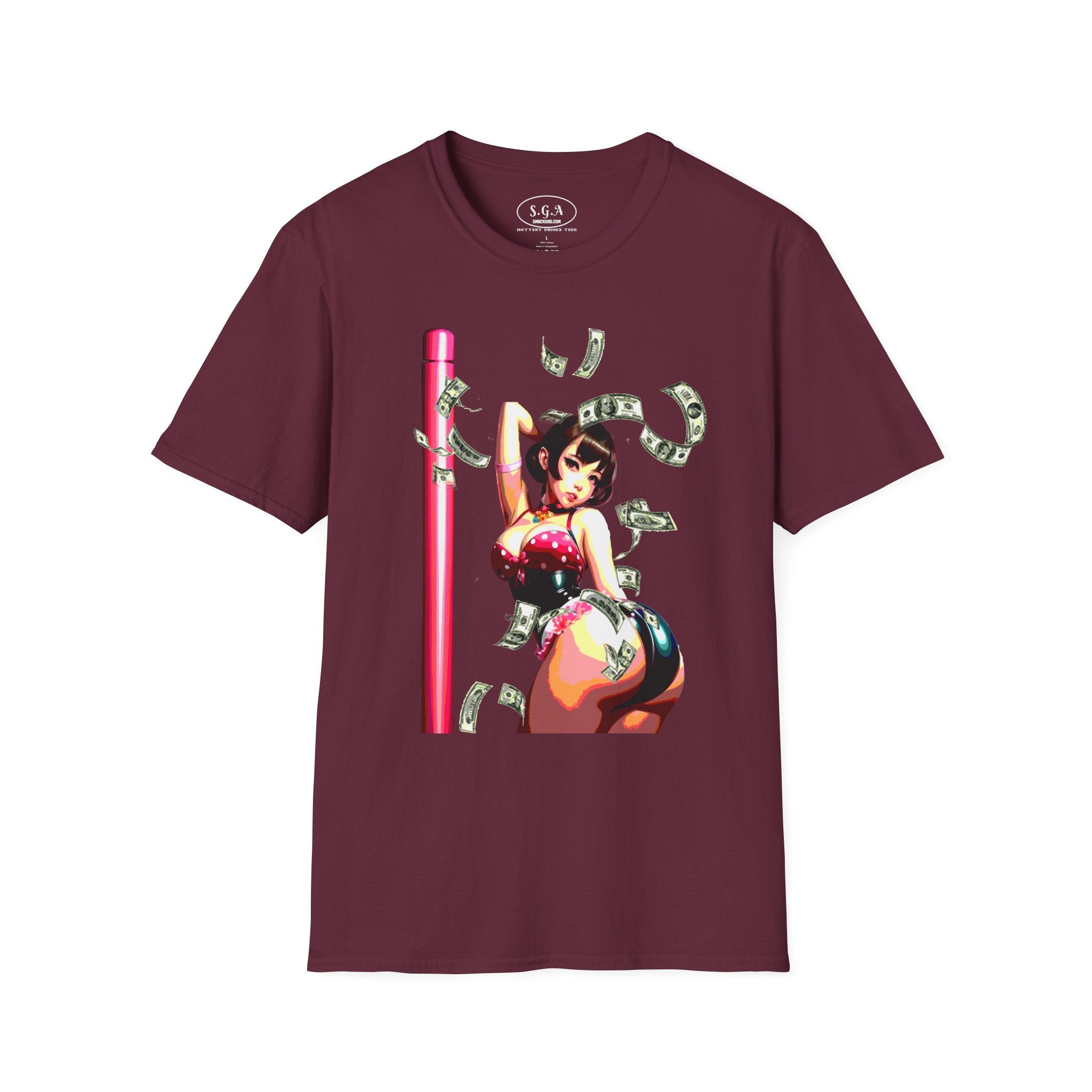 Anime Dancer Graphic T-Shirt – Neon Pin-Up Streetwear Tee | Retro Anime Art Graphic Shirt | Smack God Apparel