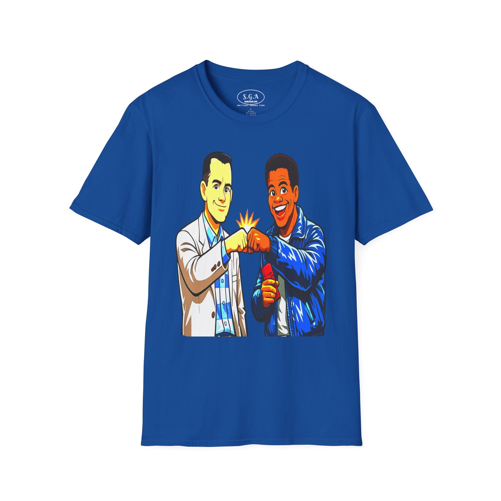 Smack God Apparel “Iconic Duo Fist Bump” Graphic T-Shirt – Forest Gump & Radio Inspired Tee | Friendship Streetwear Shirt | Feel-Good Movie Graphic Tee