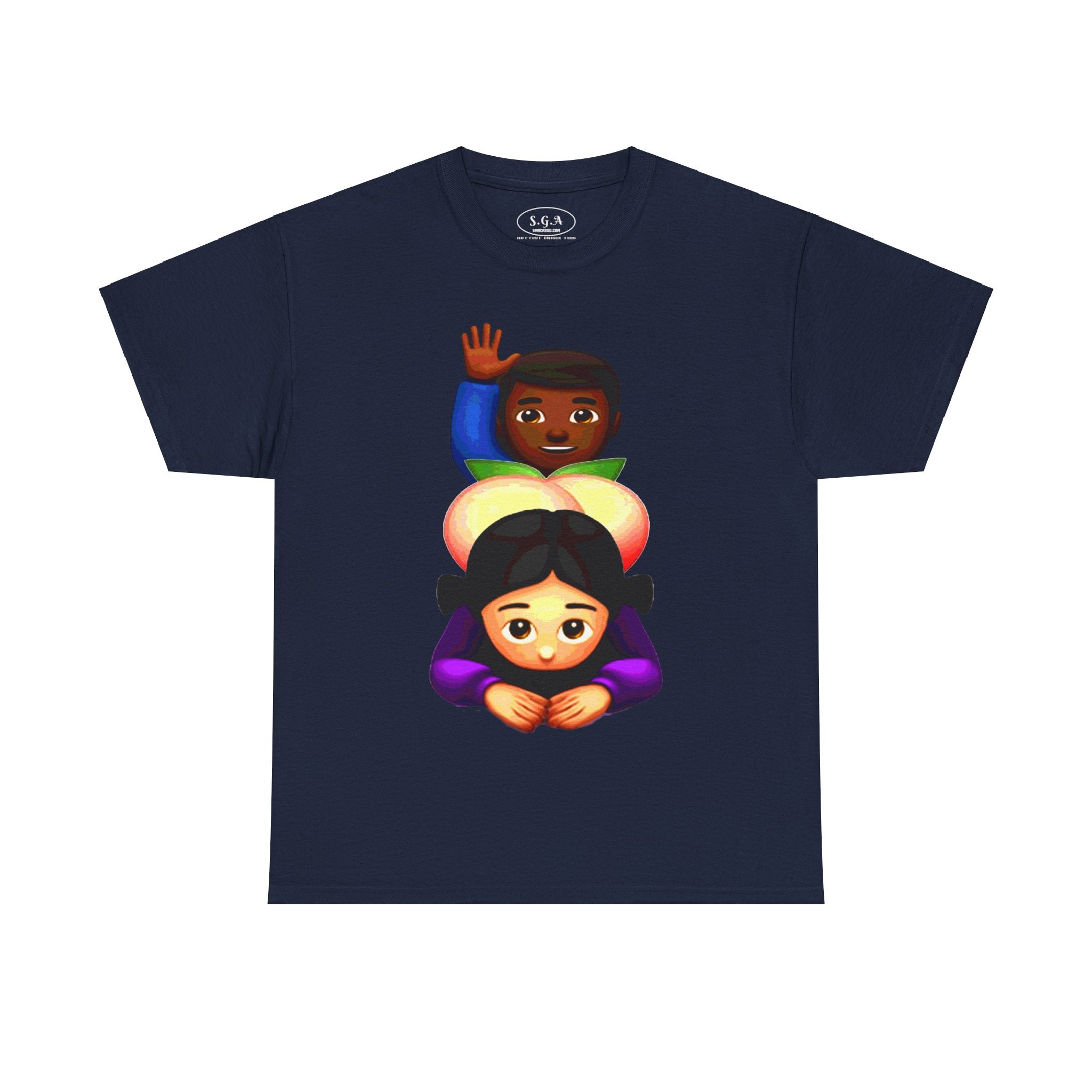 Smack God Apparel “Peachy Mood” Graphic T-Shirt – Funny Emoji Streetwear Tee | Urban Cartoon Booty Art Shirt | Trendy Viral Graphic Tee