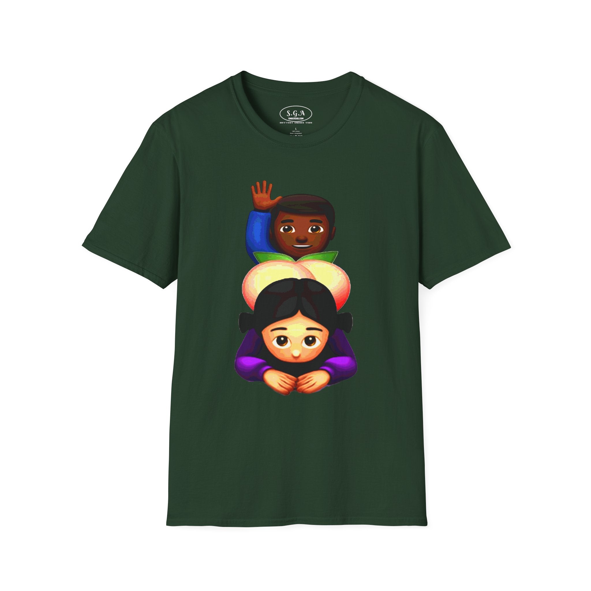 Smack God Apparel “Peachy Mood” Graphic T-Shirt – Funny Emoji Streetwear Tee | Urban Cartoon Booty Art Shirt | Trendy Viral Graphic Tee