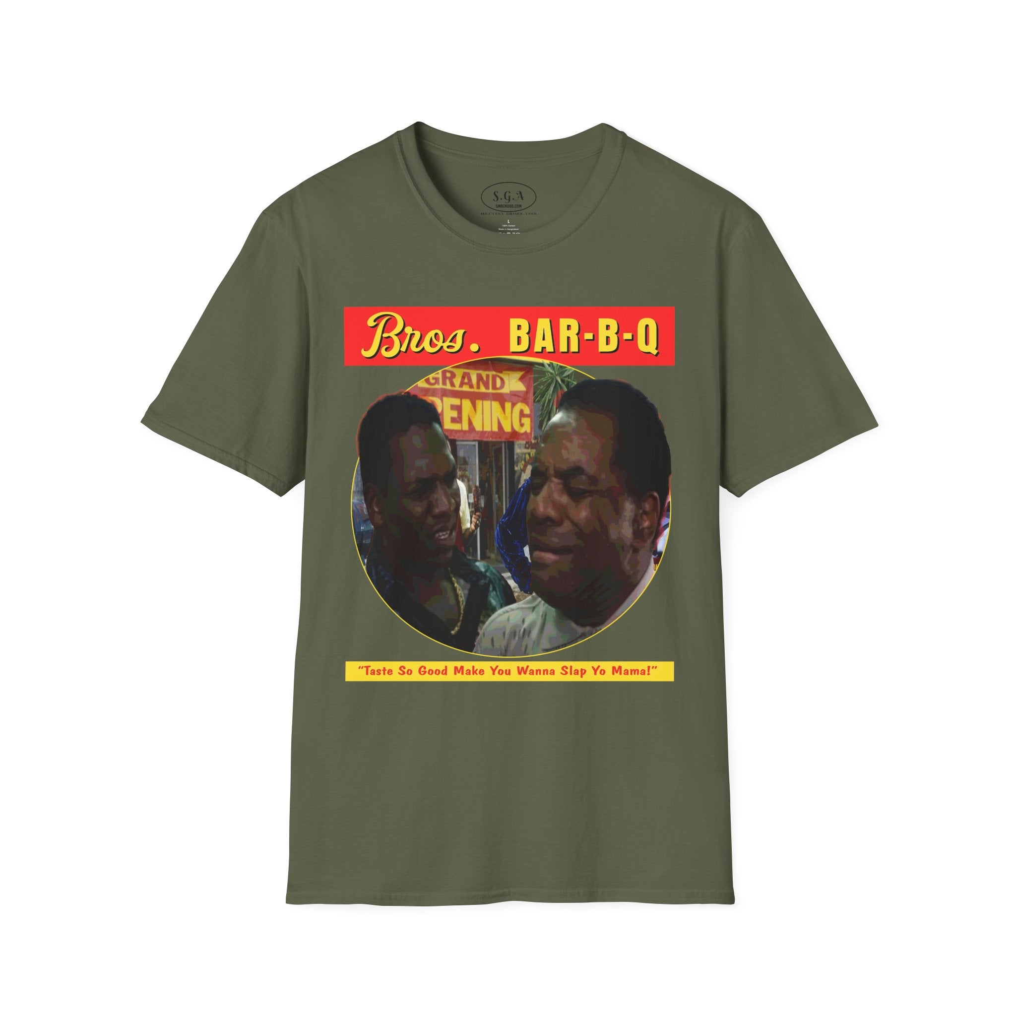 Bros Bar-B-Q Friday Movie T-Shirt – Smack God Apparel Funny Graphic Tee | “Slap Yo Mama” BBQ Scene Shirt | Classic Comedy TShirt