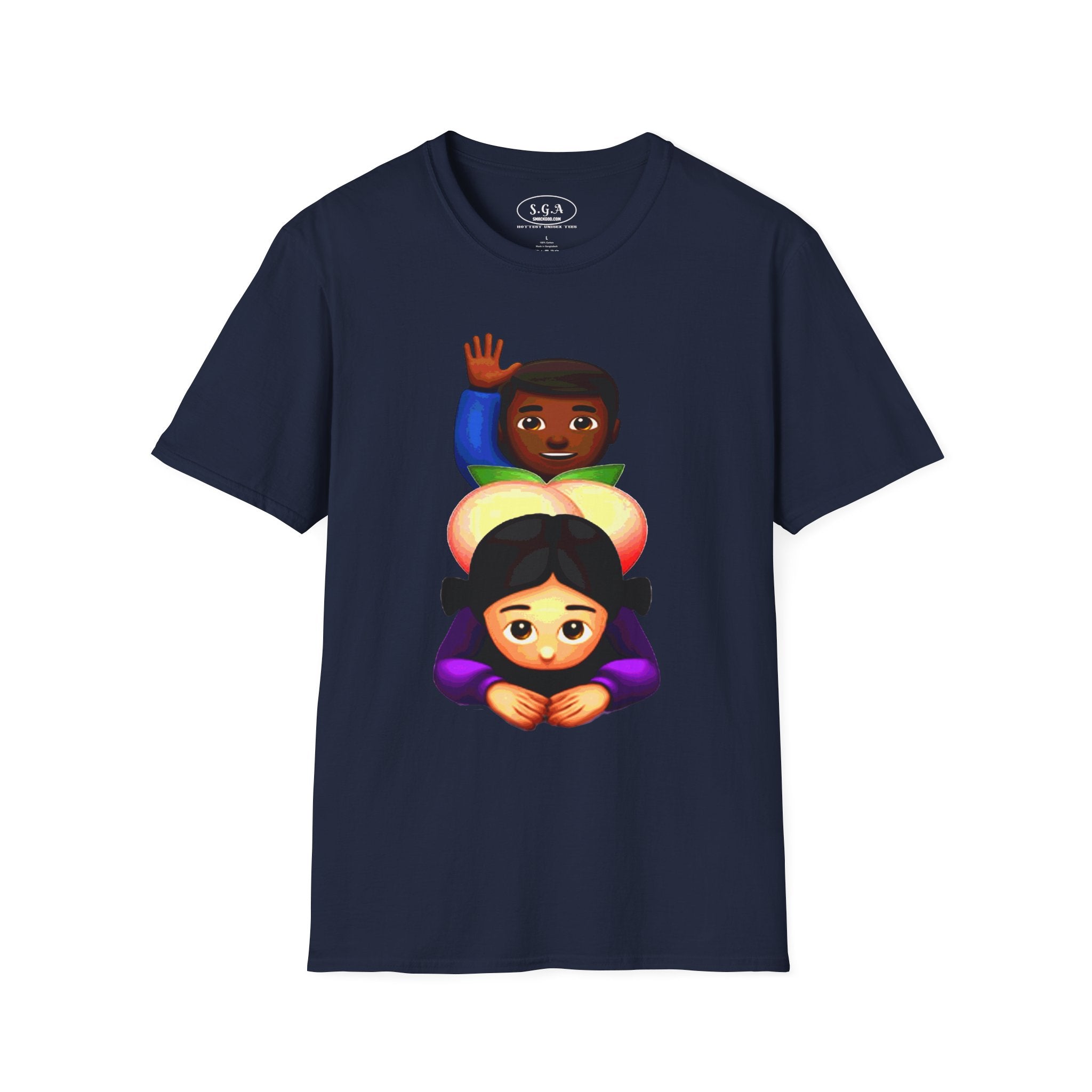 Smack God Apparel “Peachy Mood” Graphic T-Shirt – Funny Emoji Streetwear Tee | Urban Cartoon Booty Art Shirt | Trendy Viral Graphic Tee