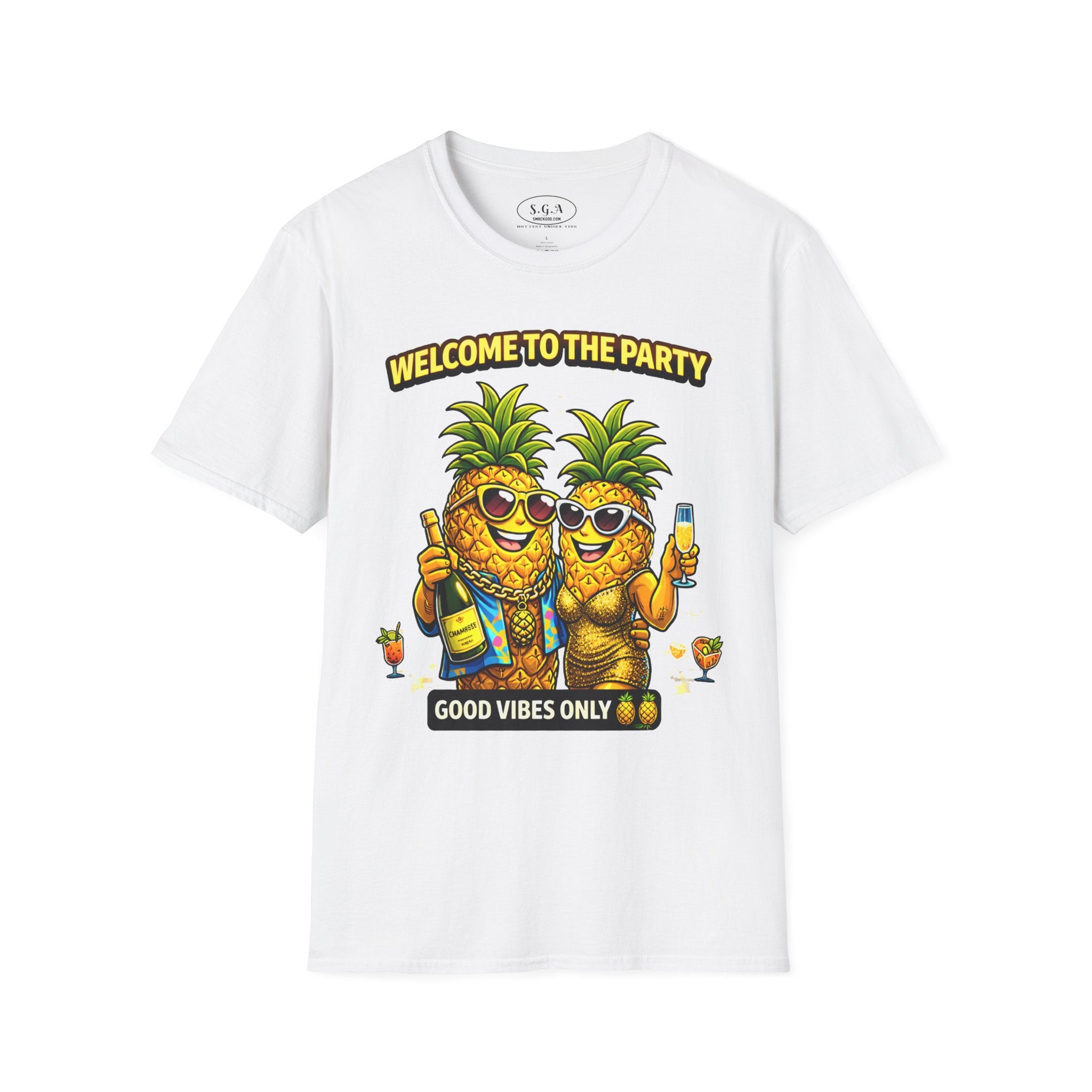 “Welcome to the Party” Pineapple T-Shirt – Luxury Pool Party Graphic Tee | Funny Tropical Nightlife Shirt | Good Vibes Only Tee