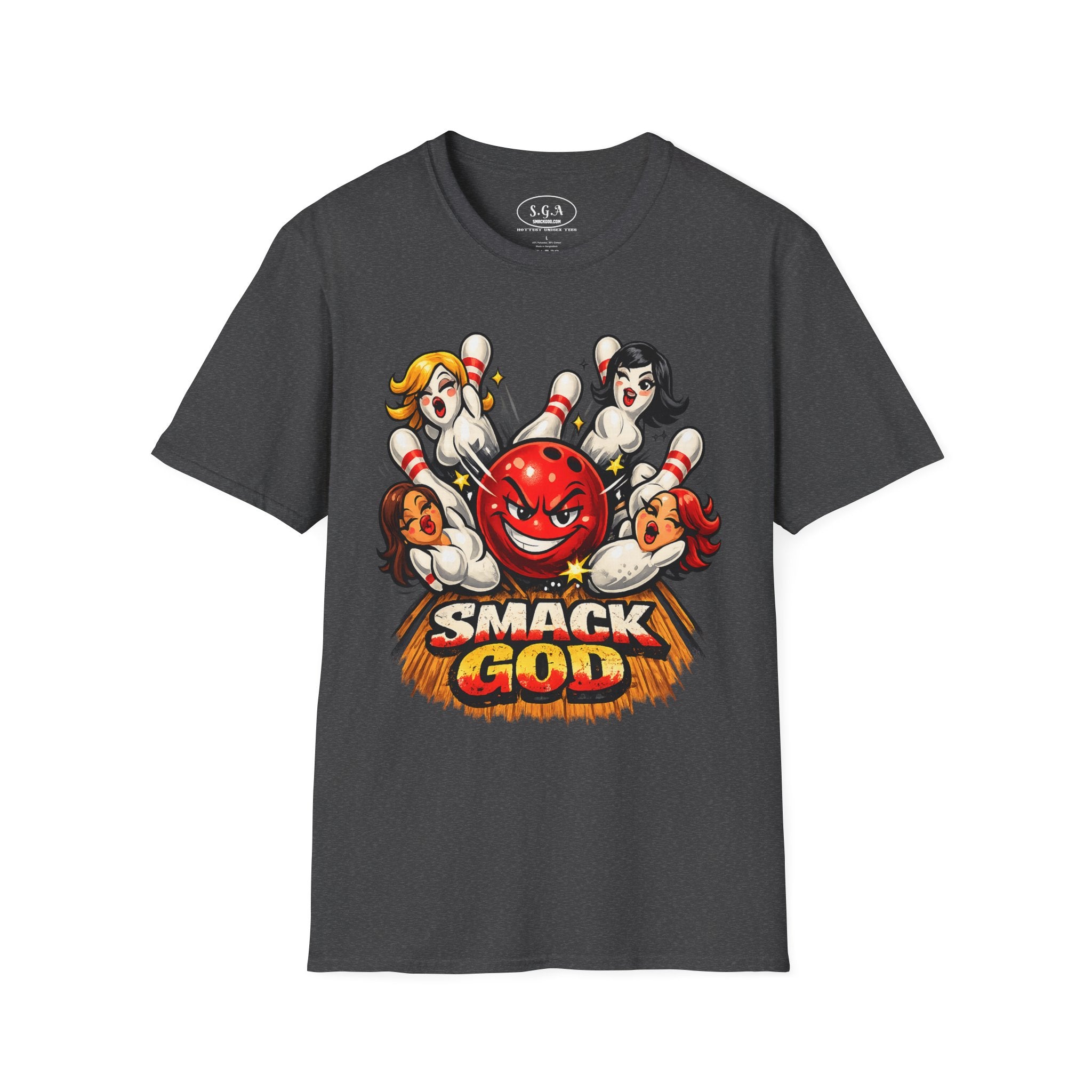 Bowling Pin Graphic T-Shirt – Retro Bowling Alley Streetwear Tee | Vintage Cartoon Bowling Graphic Shirt | Smack God Apparel