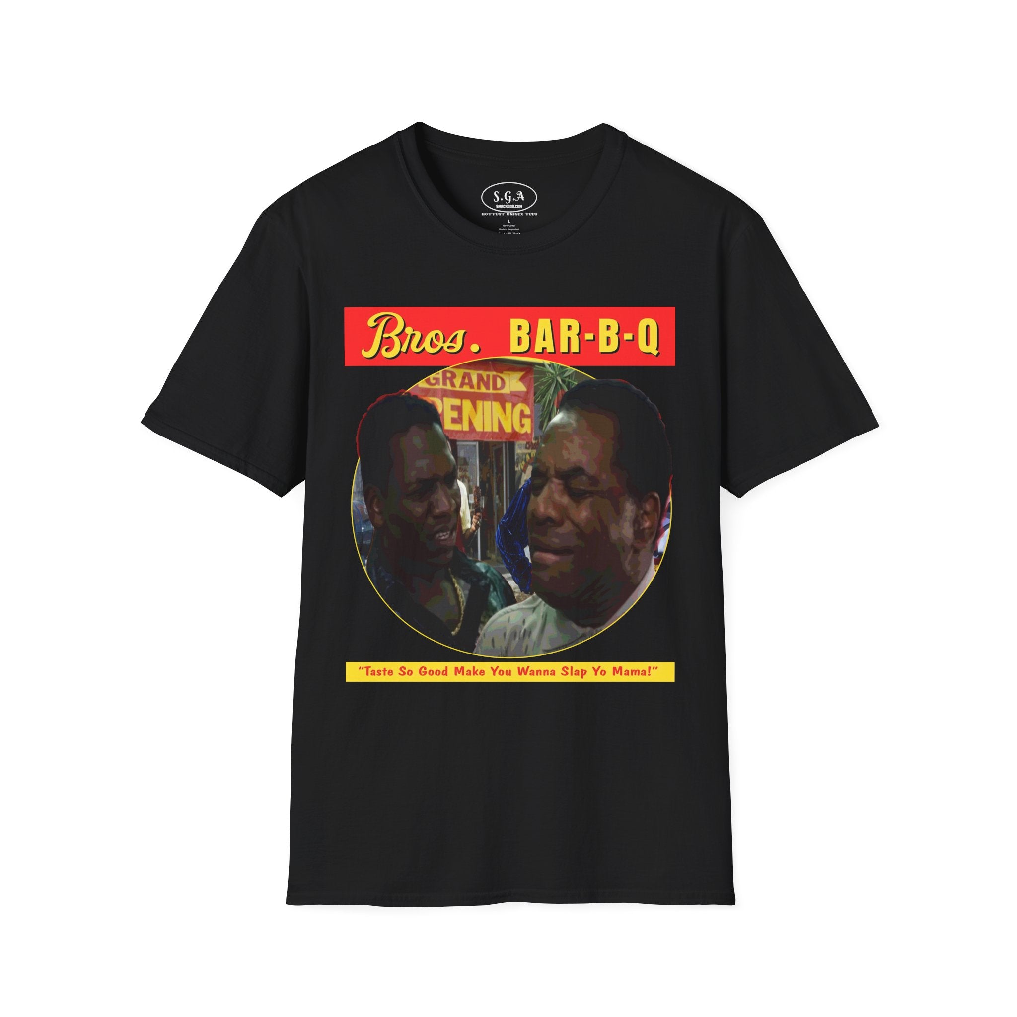Bros Bar-B-Q Friday Movie T-Shirt – Smack God Apparel Funny Graphic Tee | “Slap Yo Mama” BBQ Scene Shirt | Classic Comedy TShirt