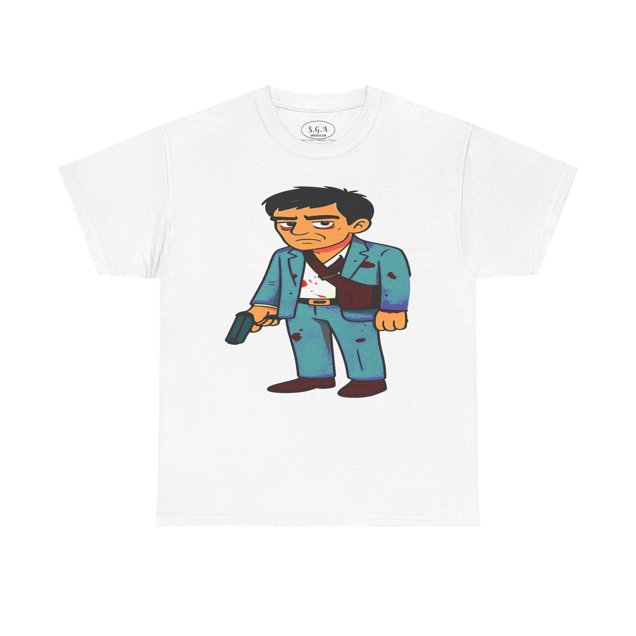 Tony Montana Inspired Graphic T-Shirt – Scarface Street Boss Cartoon Tee | Retro Movie Urban Shirt | Smack God Apparel