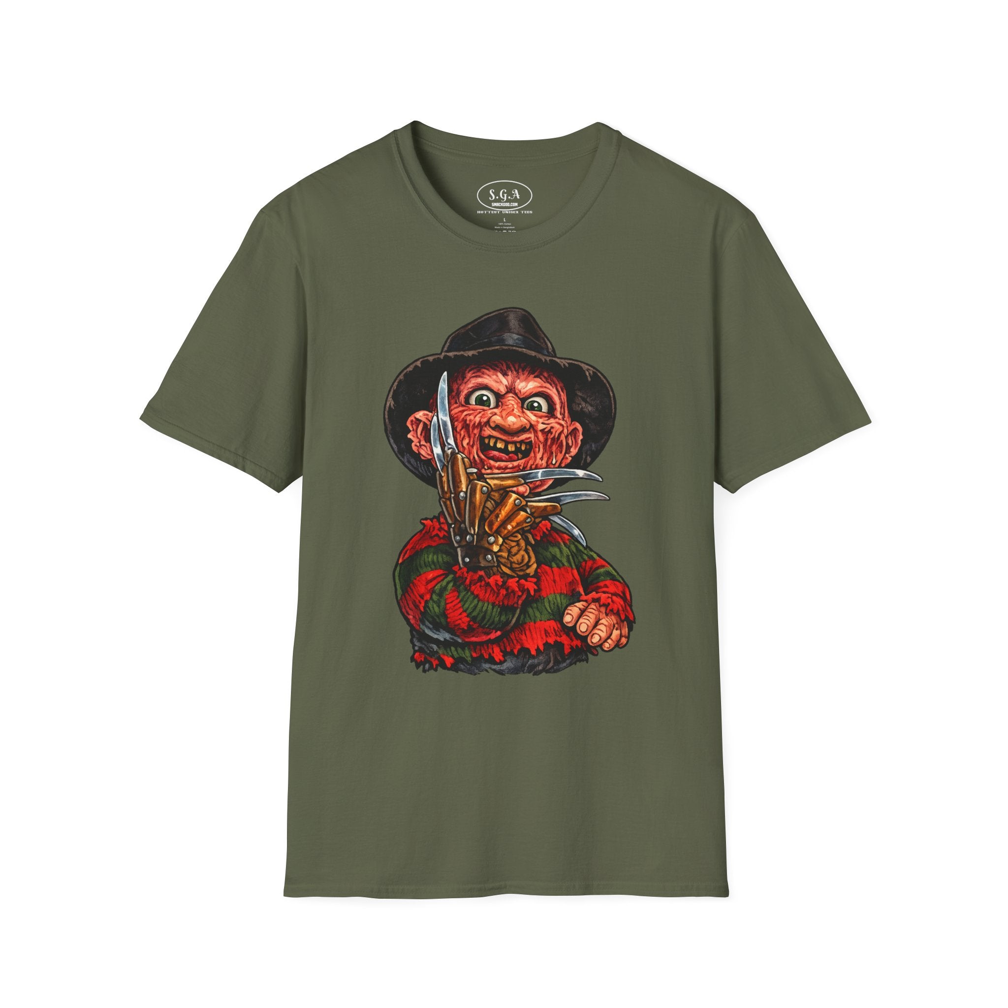 Smack God Apparel “Freddy Krueger Nightmare Slasher” Graphic T-Shirt – Horror Streetwear Tee | Retro Scary Killer Shirt | Halloween Graphic Tee