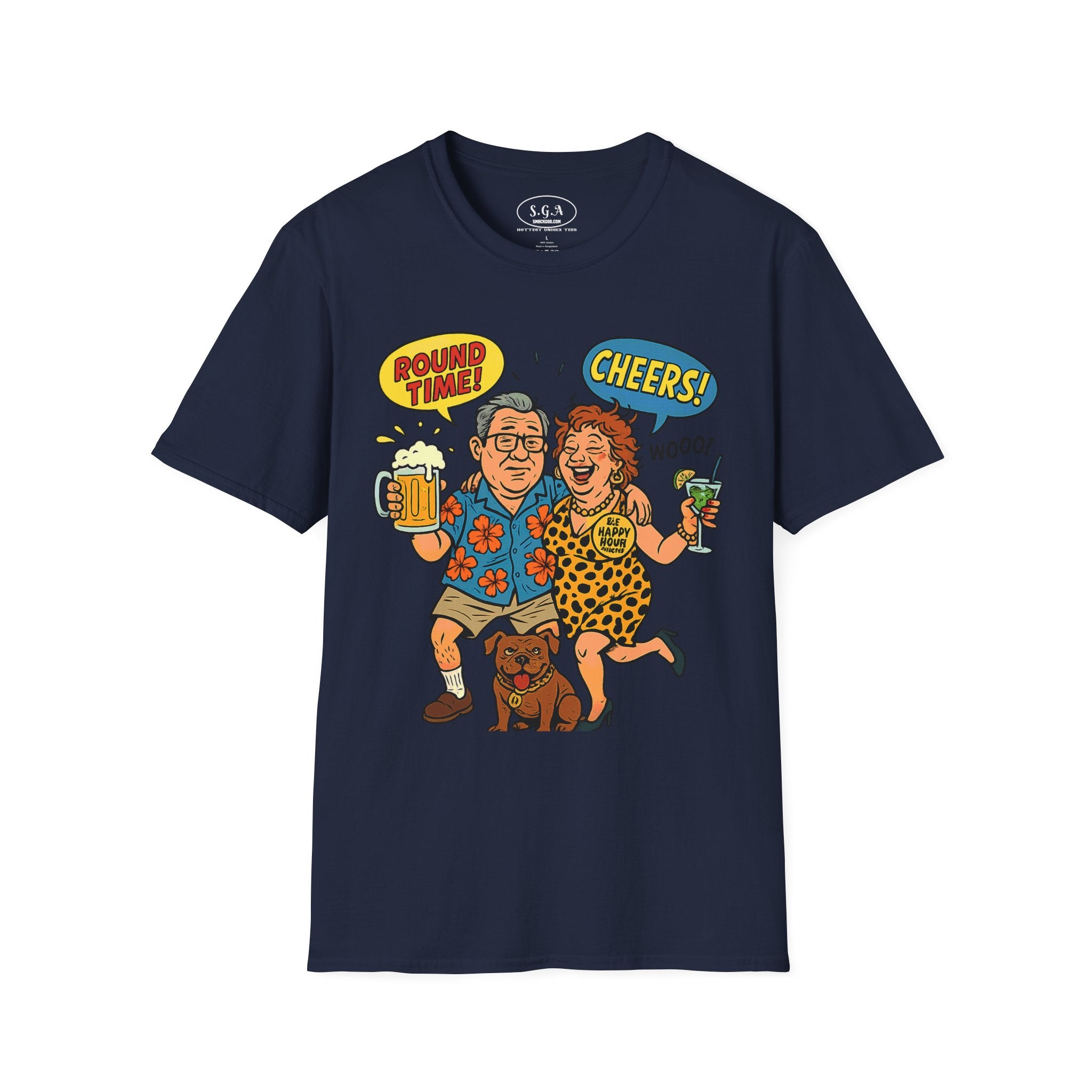 Funny Happy Hour Drinking Shirt – Smack God Apparel | Round Time Cheers Graphic T-Shirt | Party Humor Beer Lover Tee