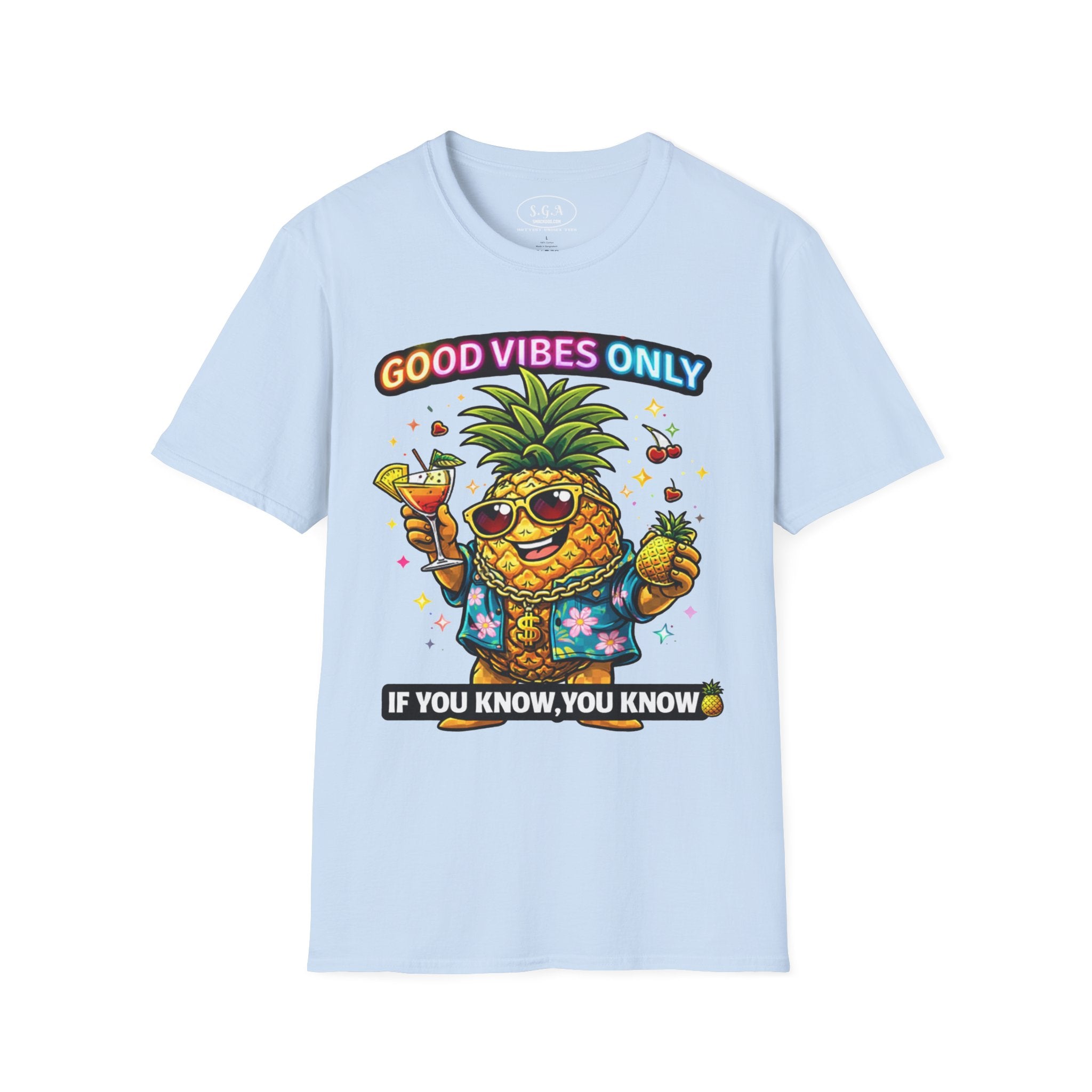 Smack God Apparel “Good Vibes Only” Pineapple T-Shirt – Funny Tropical Graphic Tee | Party Vacation Shirt | Streetwear Summer Vibes Tee