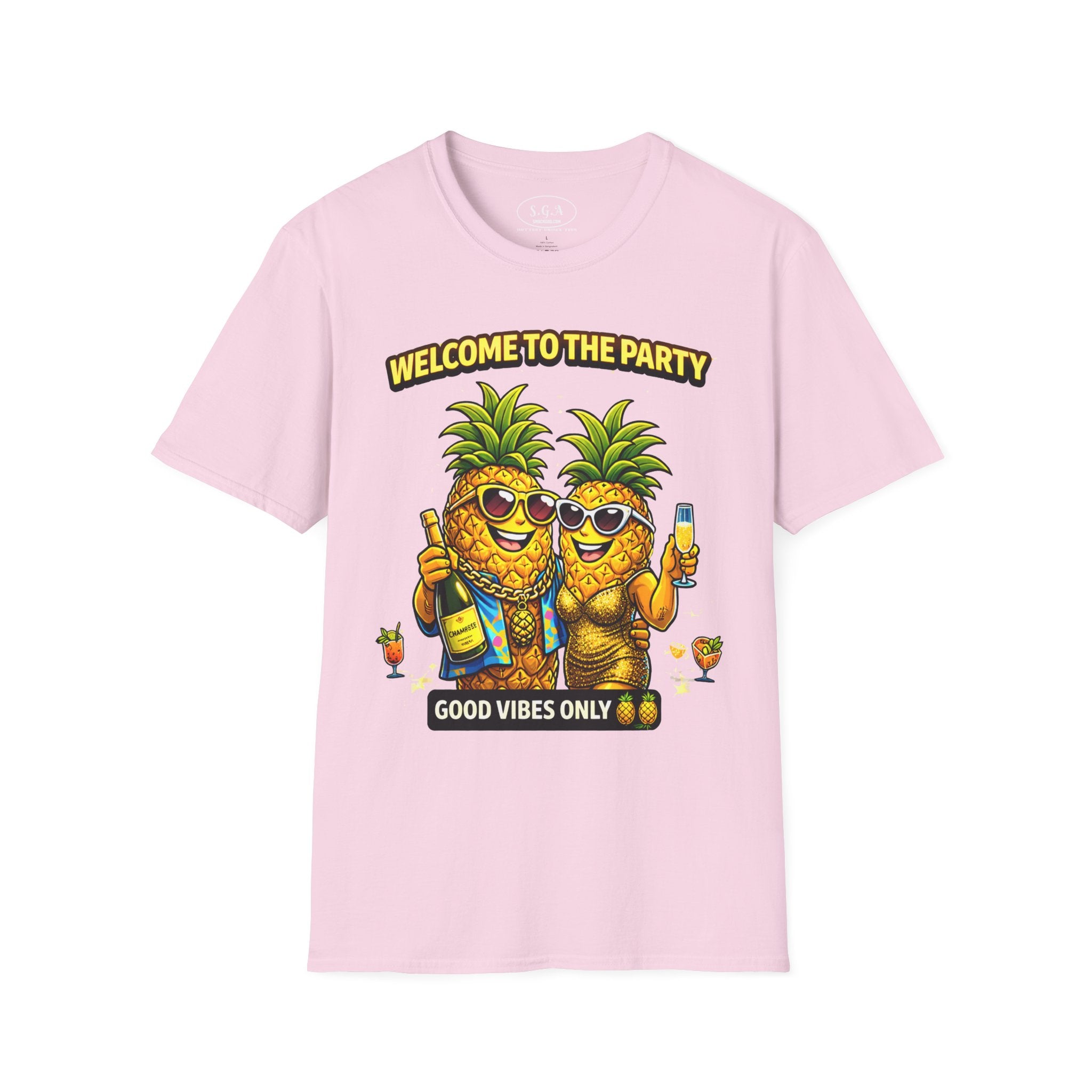 “Welcome to the Party” Pineapple T-Shirt – Luxury Pool Party Graphic Tee | Funny Tropical Nightlife Shirt | Good Vibes Only Tee