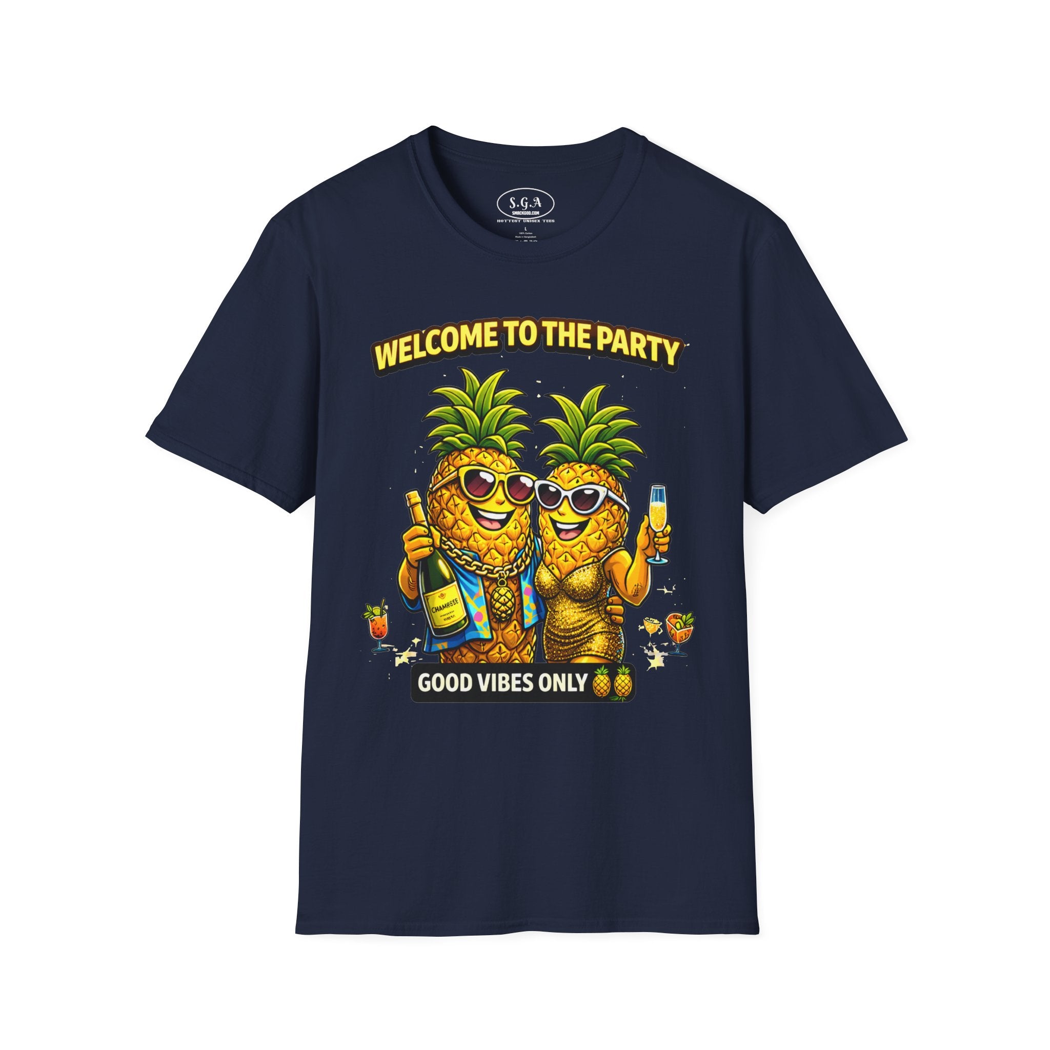 “Welcome to the Party” Pineapple T-Shirt – Luxury Pool Party Graphic Tee | Funny Tropical Nightlife Shirt | Good Vibes Only Tee