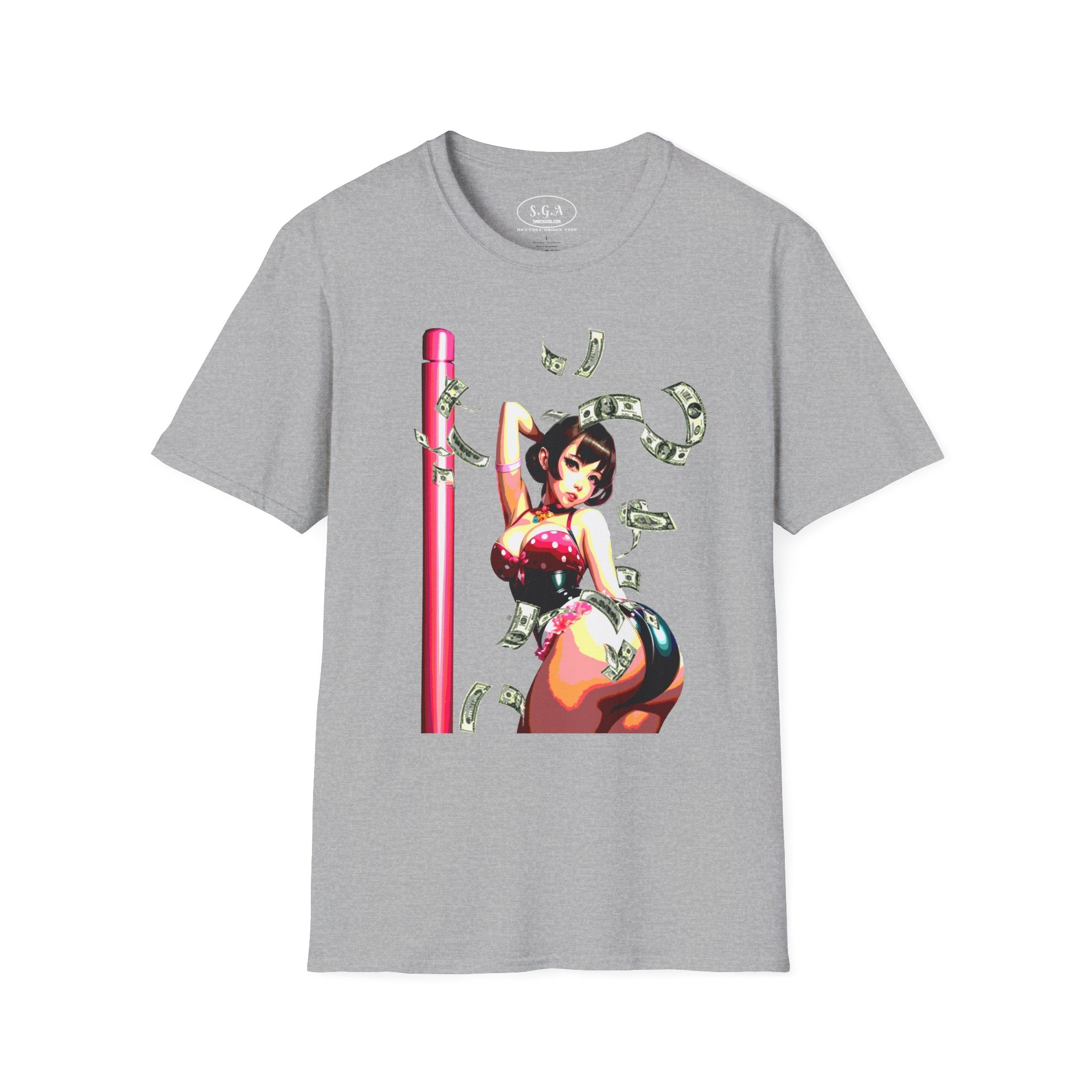 Anime Dancer Graphic T-Shirt – Neon Pin-Up Streetwear Tee | Retro Anime Art Graphic Shirt | Smack God Apparel