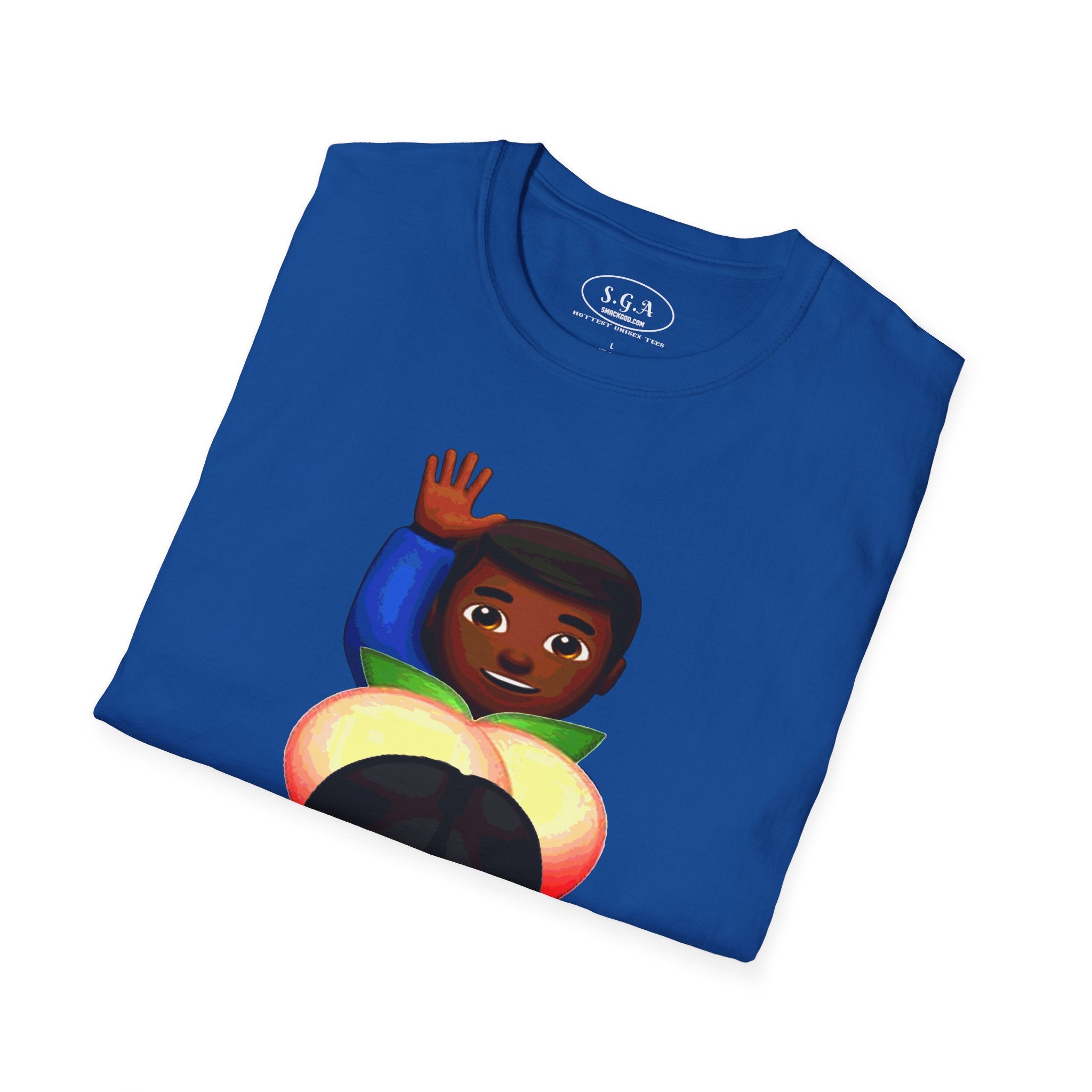 Smack God Apparel “Peachy Mood” Graphic T-Shirt – Funny Emoji Streetwear Tee | Urban Cartoon Booty Art Shirt | Trendy Viral Graphic Tee