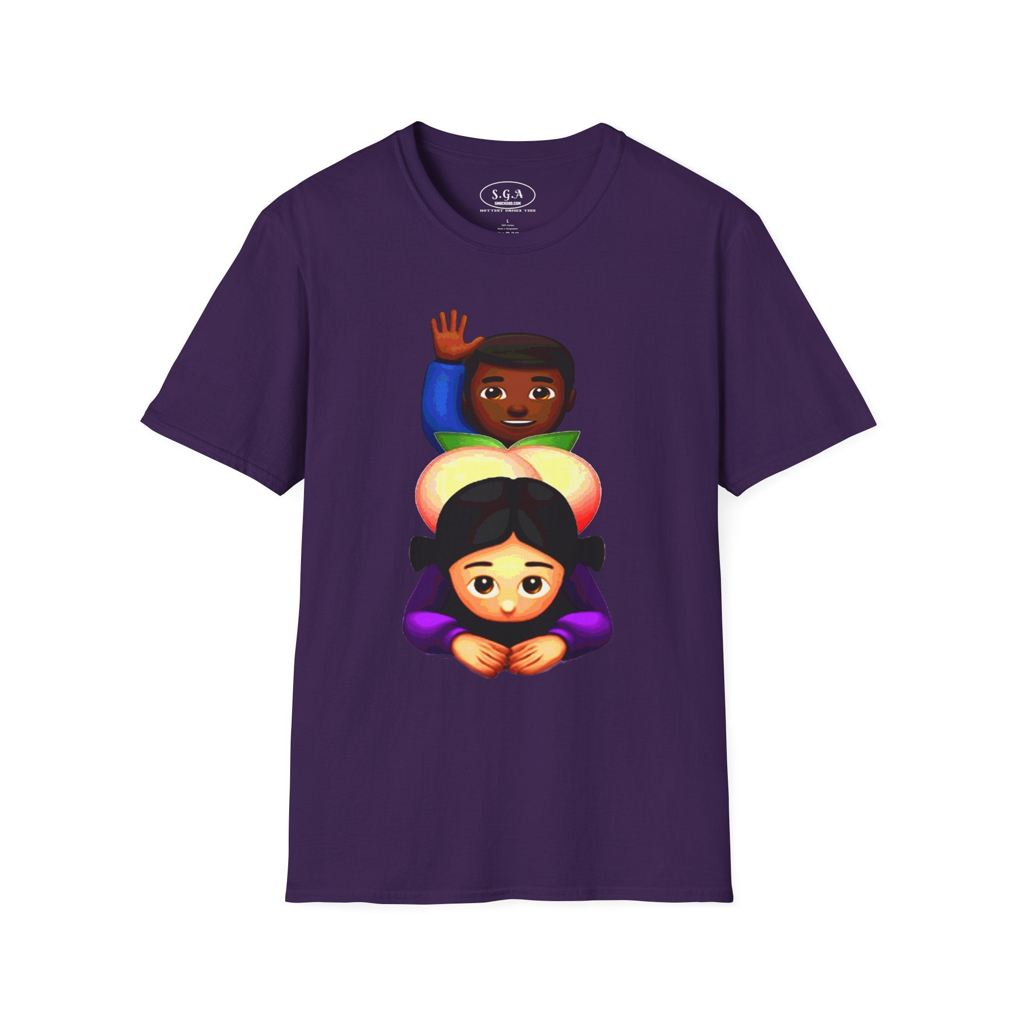 Smack God Apparel “Peachy Mood” Graphic T-Shirt – Funny Emoji Streetwear Tee | Urban Cartoon Booty Art Shirt | Trendy Viral Graphic Tee