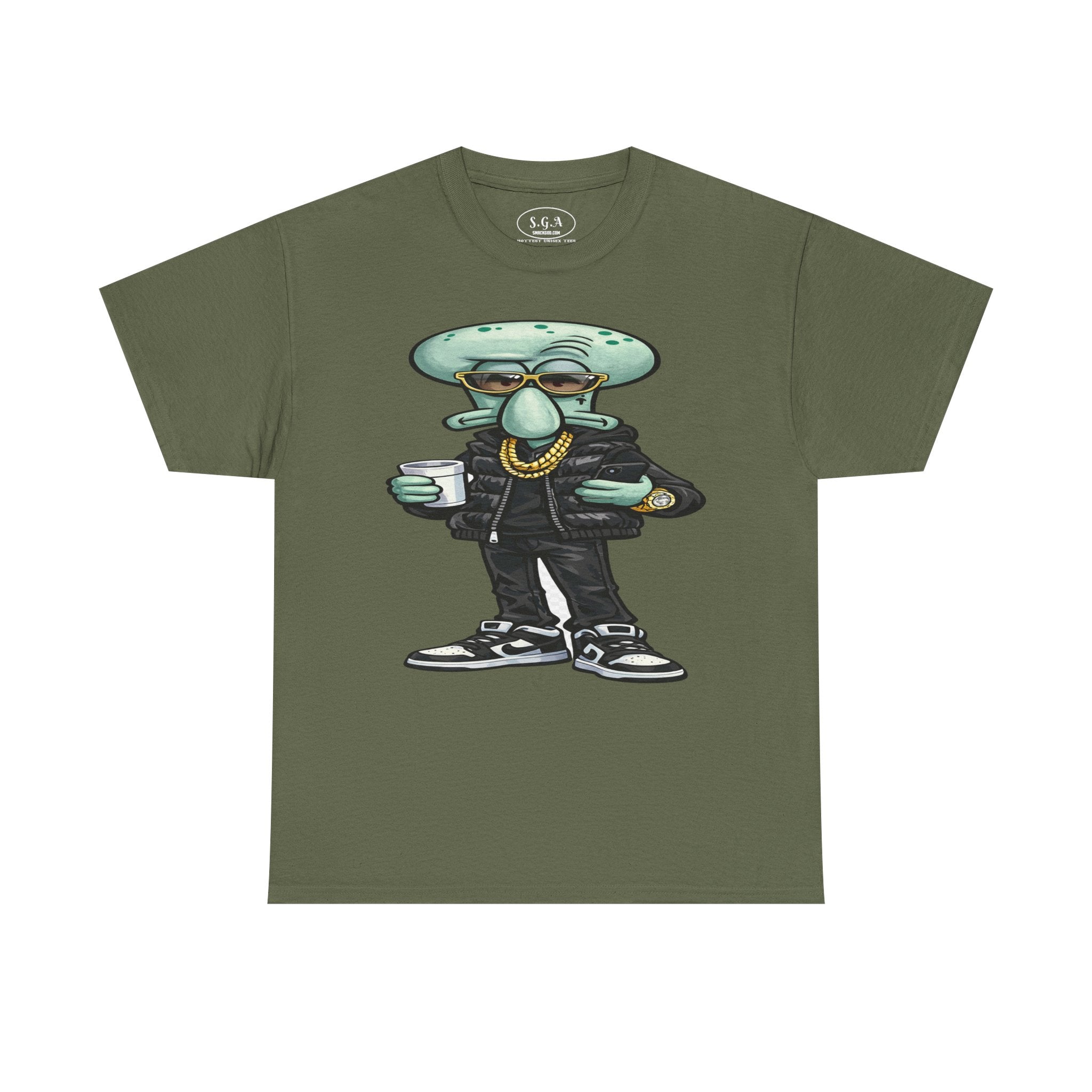 Drip Squidward Streetwear T-Shirt – Bikini Bottom Inspired Funny Graphic Tee | Urban Cartoon Shirt | Smack God Apparel